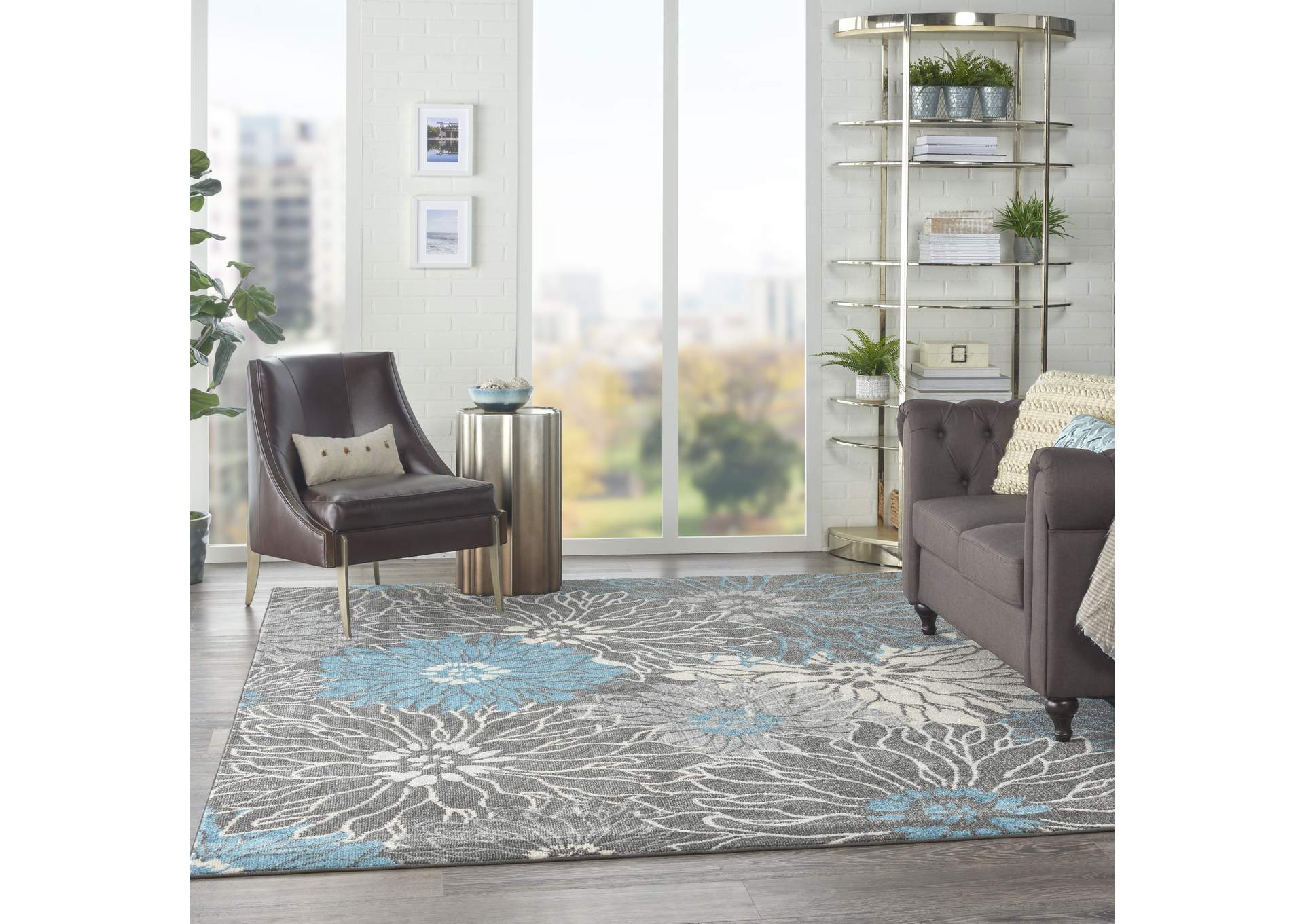 Nourison Passion 8' x 10' Charcoal and Blue Area Rug,Nourison