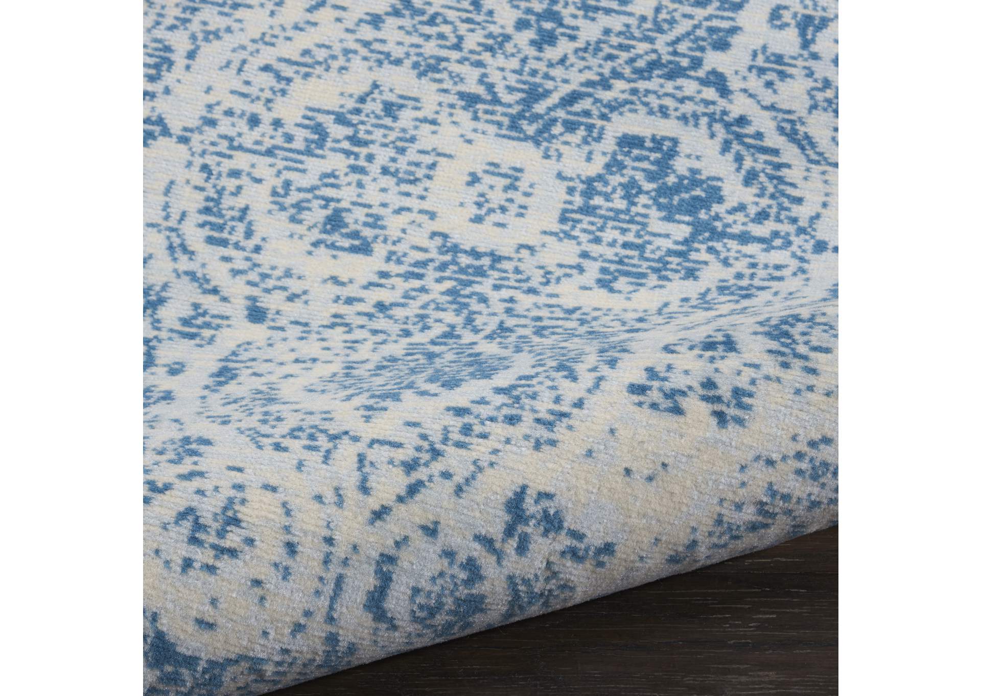 Nourison Jubilant JUB05 Teal Blue 7' Runner Low-pile Hallway Rug,Nourison