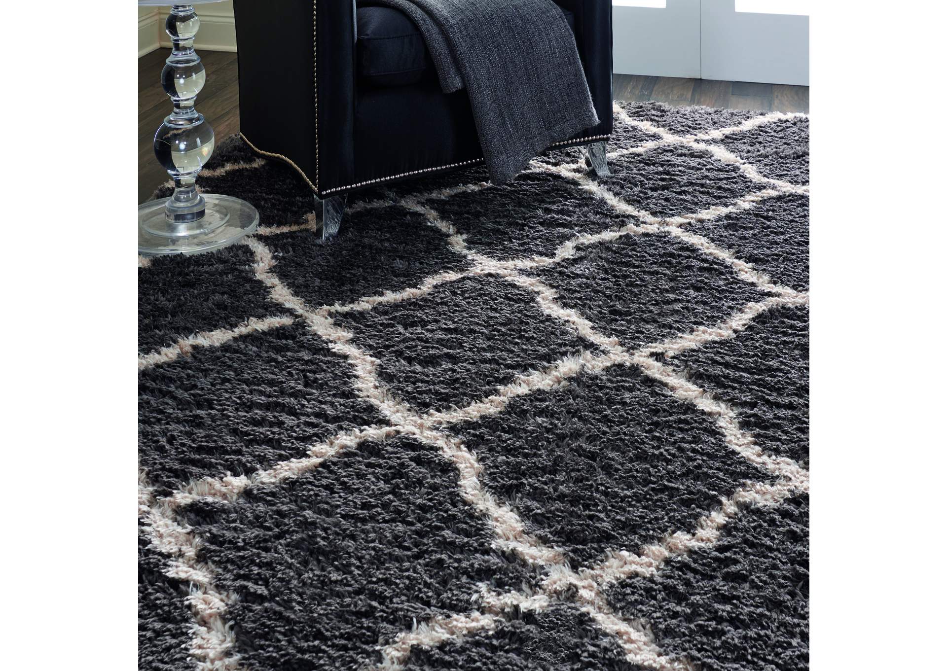 Nourison Luxe Shag LXS02 Dark Grey 8'x10' Large Rug,Nourison