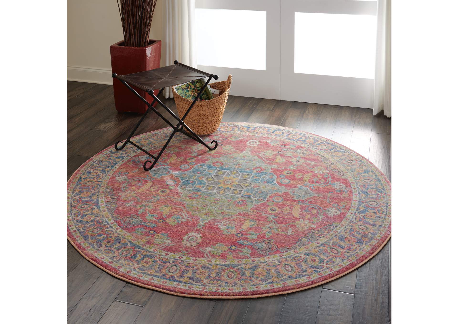 Nourison Ankara Global ANR01 Multicolor 6' Round Persian Area Rug,Nourison