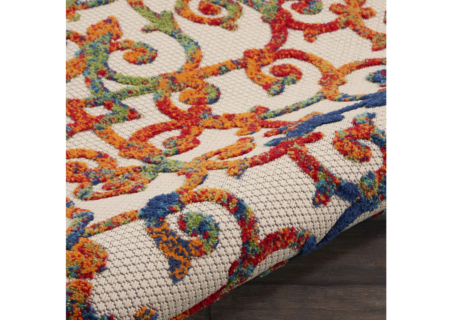 Nourison Aloha ALH21 4' Round Multicolor Easy-care Indoor-outdoor Rug,Nourison