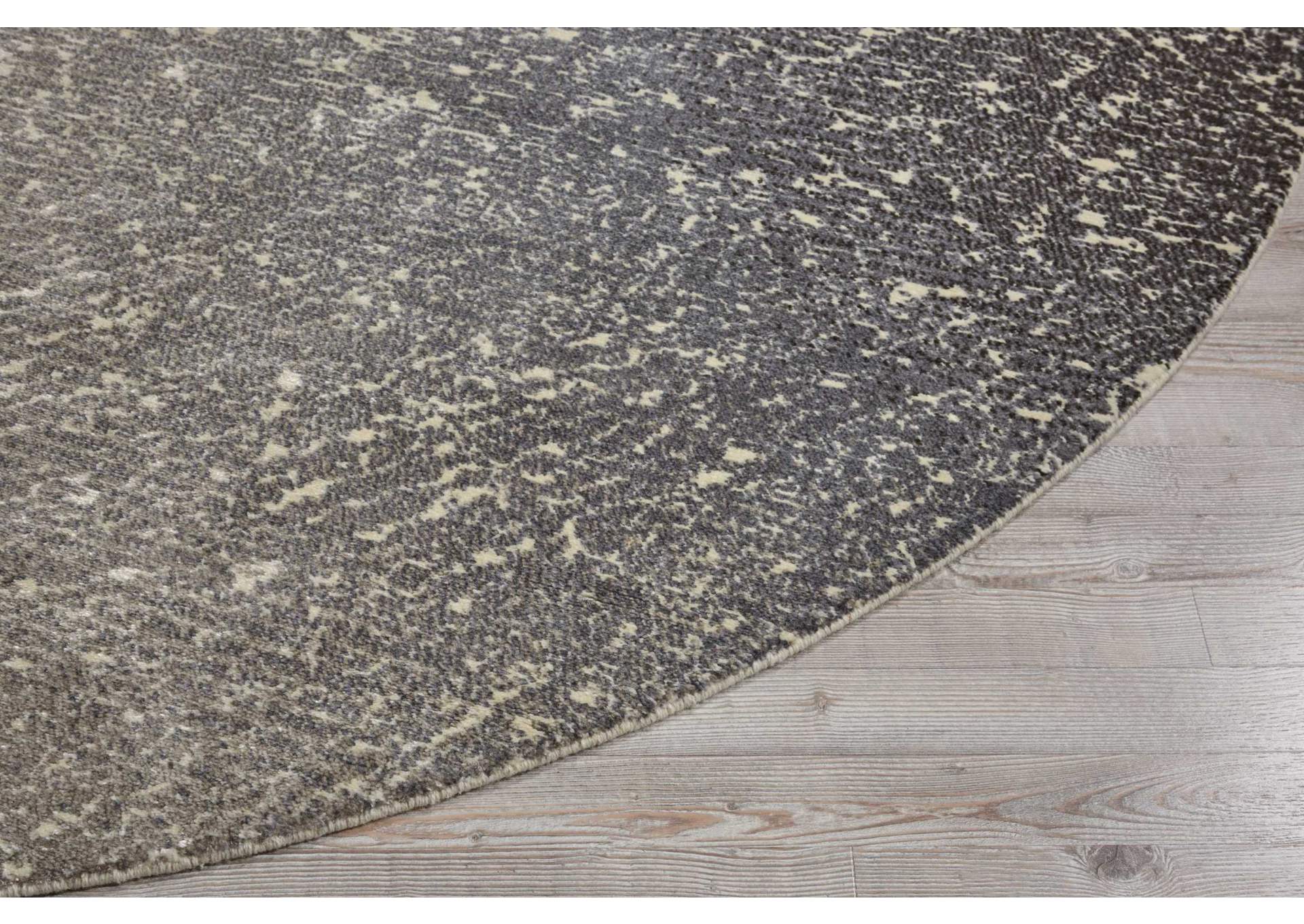Nourison Twilight TWI12 Grey and White 8' Round Large Rug,Nourison