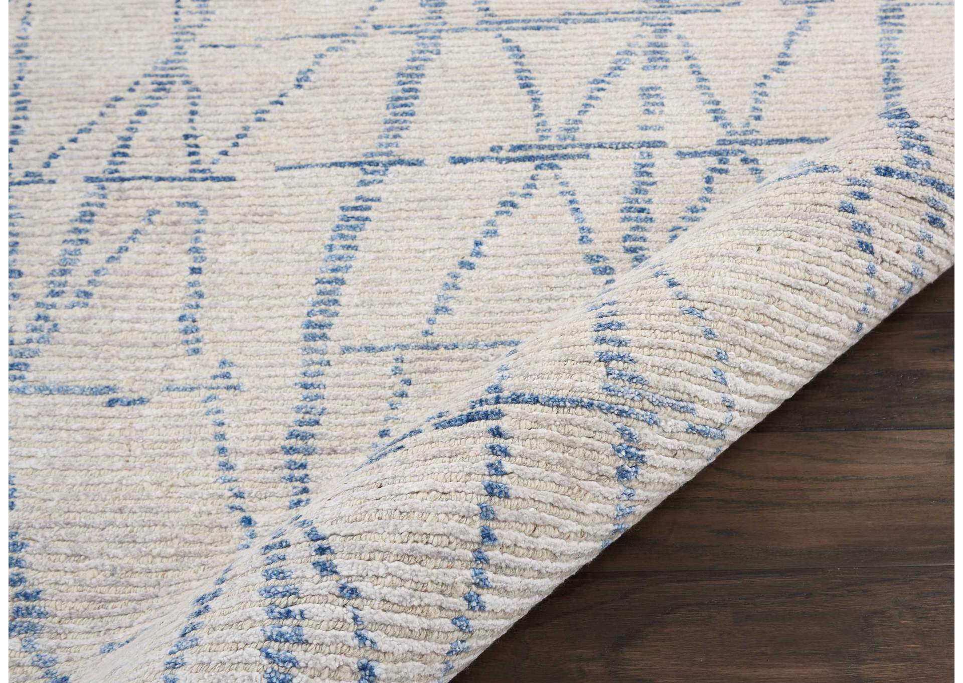 Nourison Ellora ELL02 Ivory and Blue 6'x8' Modern Area Rug,Nourison