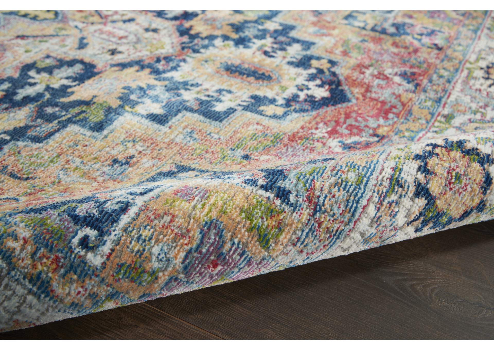 Nourison Ankara Global ANR11 Blue and Red Multicolor 4'x6' Persian Area Rug,Nourison