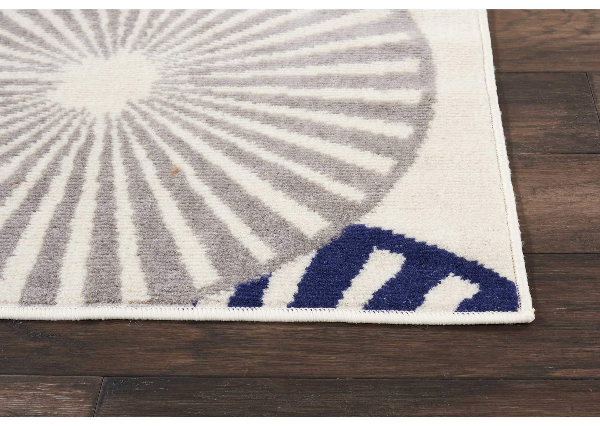 Nourison Grafix GRF20 White and Blue 8' Runner Hallway Rug,Nourison