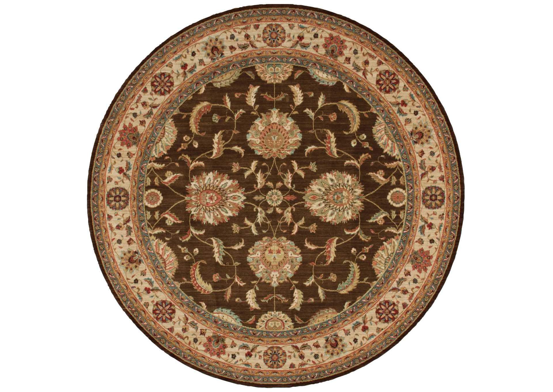 Nourison Living Treasures LI04 Brown 8' Round Rug,Nourison