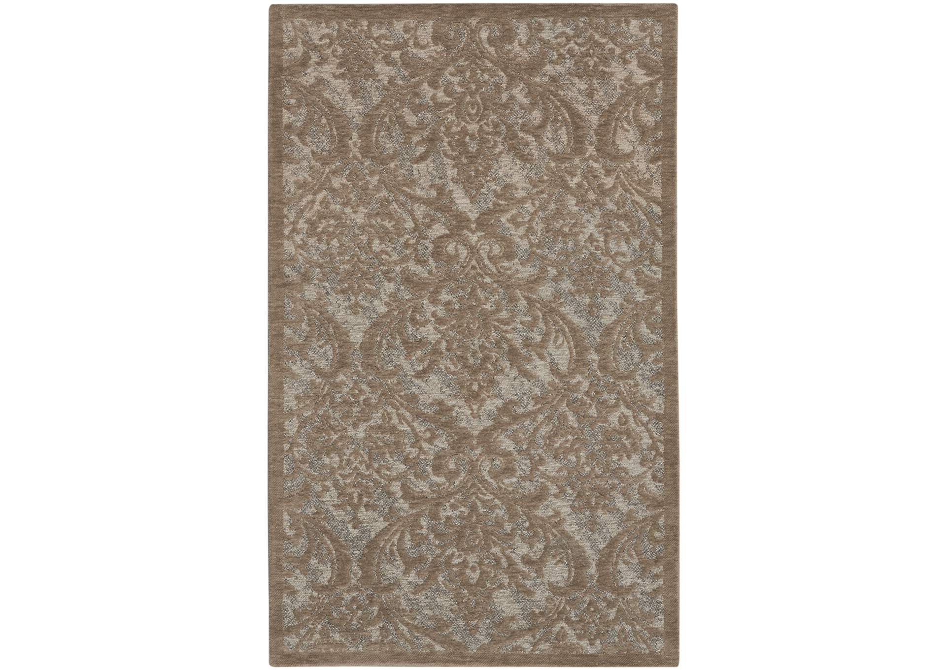 Nourison Damask 2' X 4' Grey Vintage Area Rug,Nourison