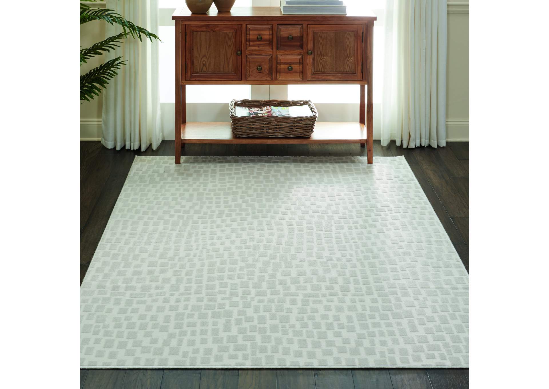Nourison Urban Chic URC03 White 5'x8' Mid-century Area Rug,Nourison