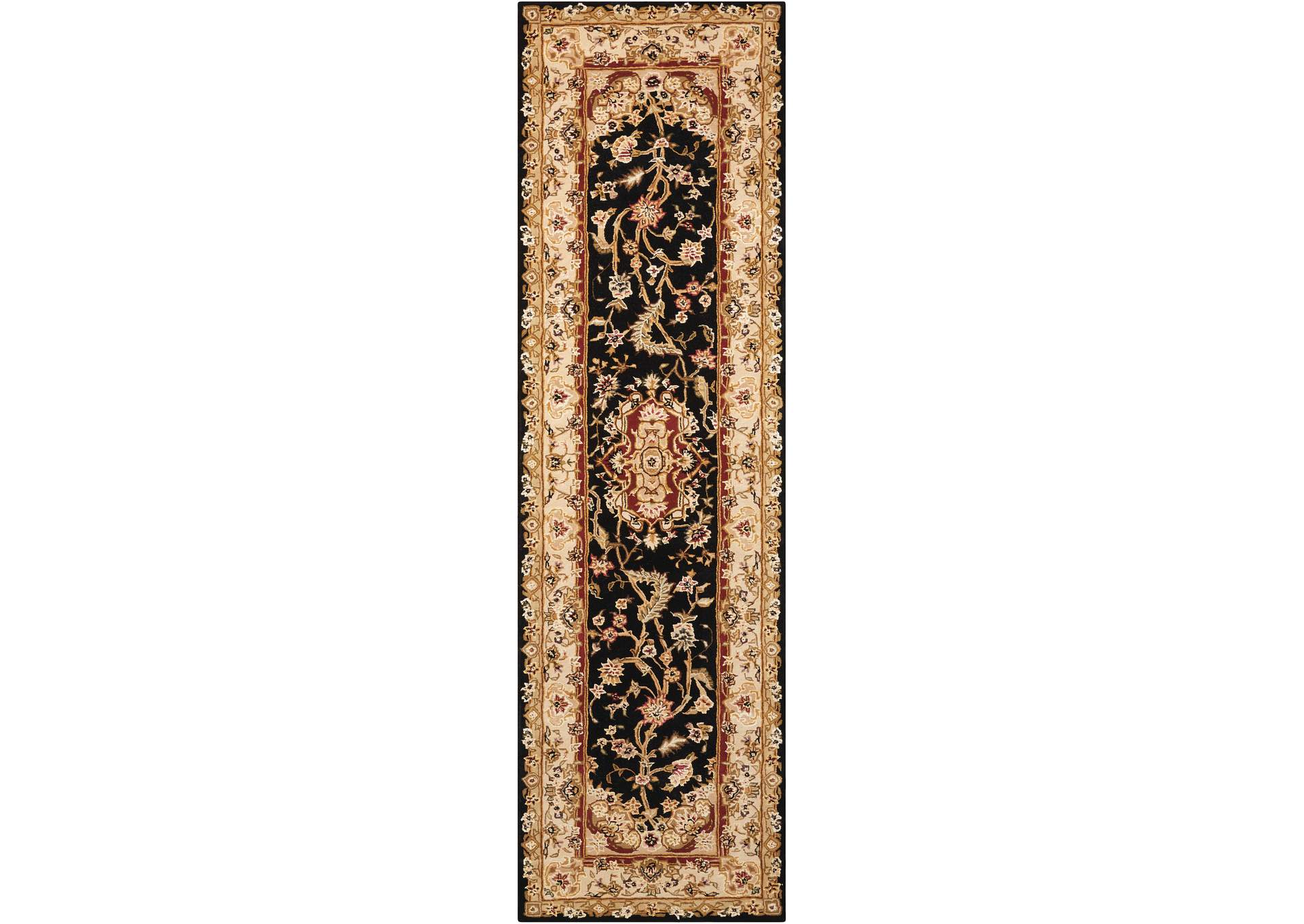 Nourison 2000 2028 Black 8' Runner Area Rug,Nourison