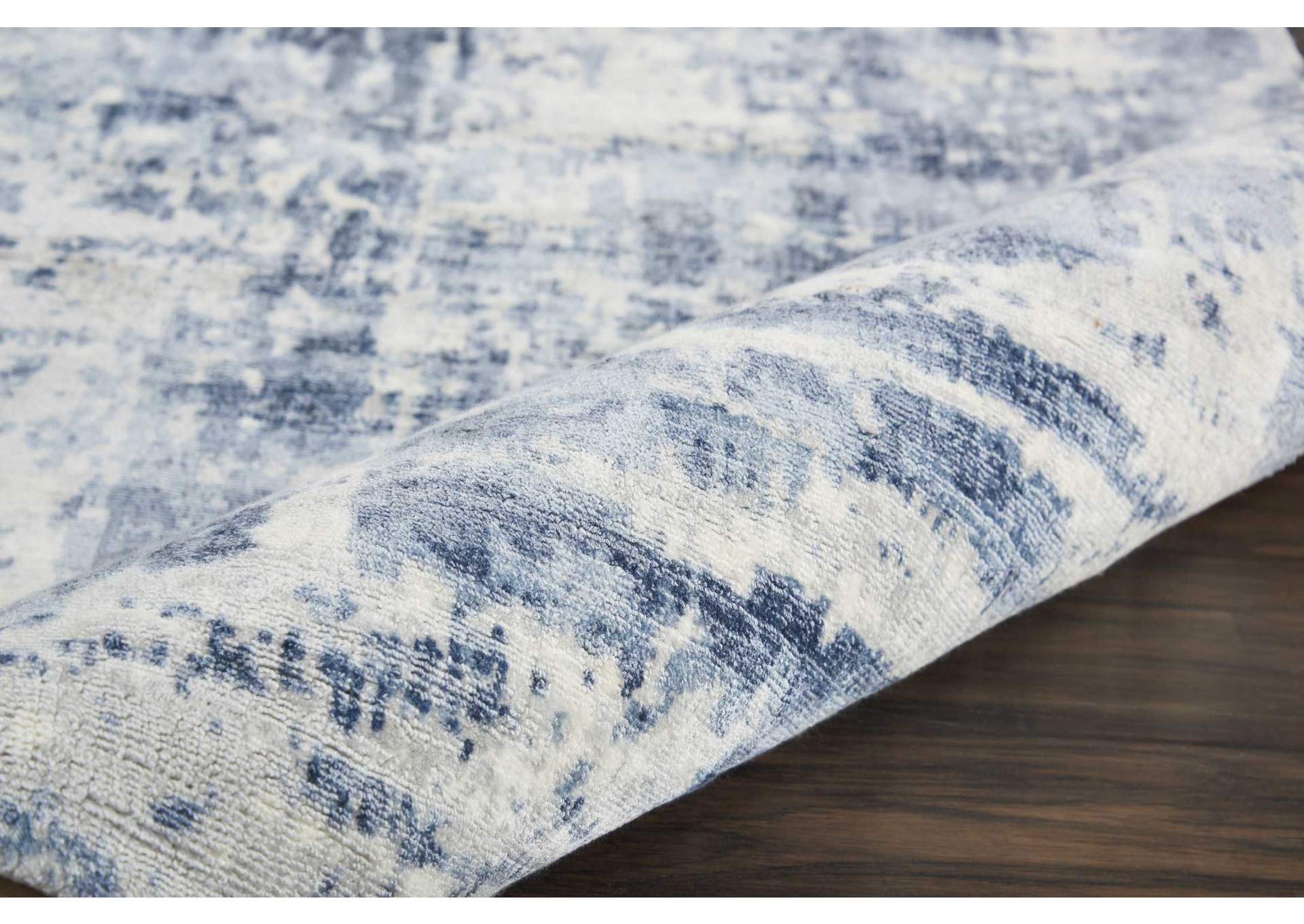 kathy ireland Home Safari Dreams KI372 Slate Blue and White 8' Runner Hallway Rug,Nourison