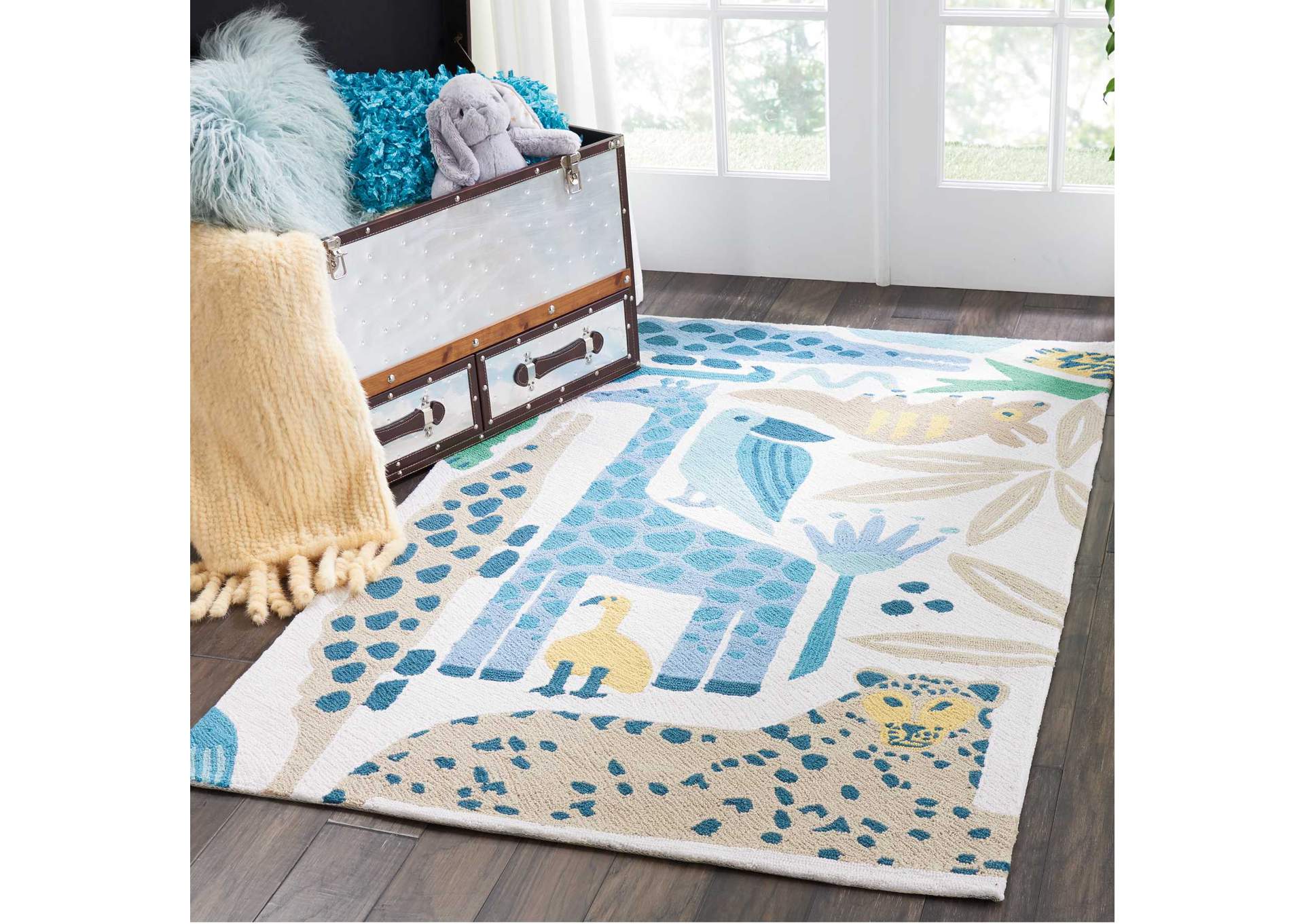 Nourison Bailey DS400 Blue and Beige Kids Area Rug,Nourison