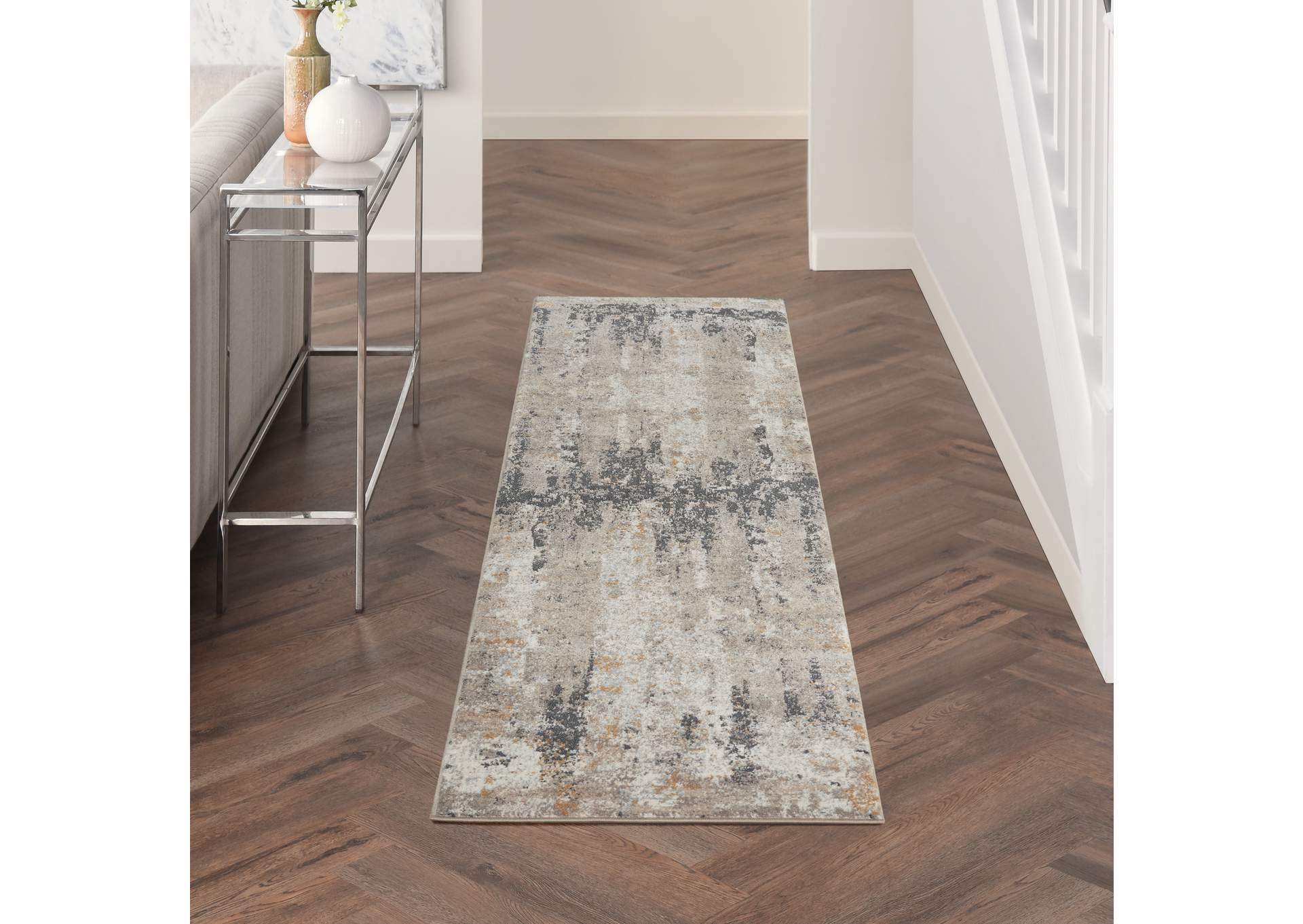 Nourison Tangra 8' Runner Cream Grey Area Rug,Nourison
