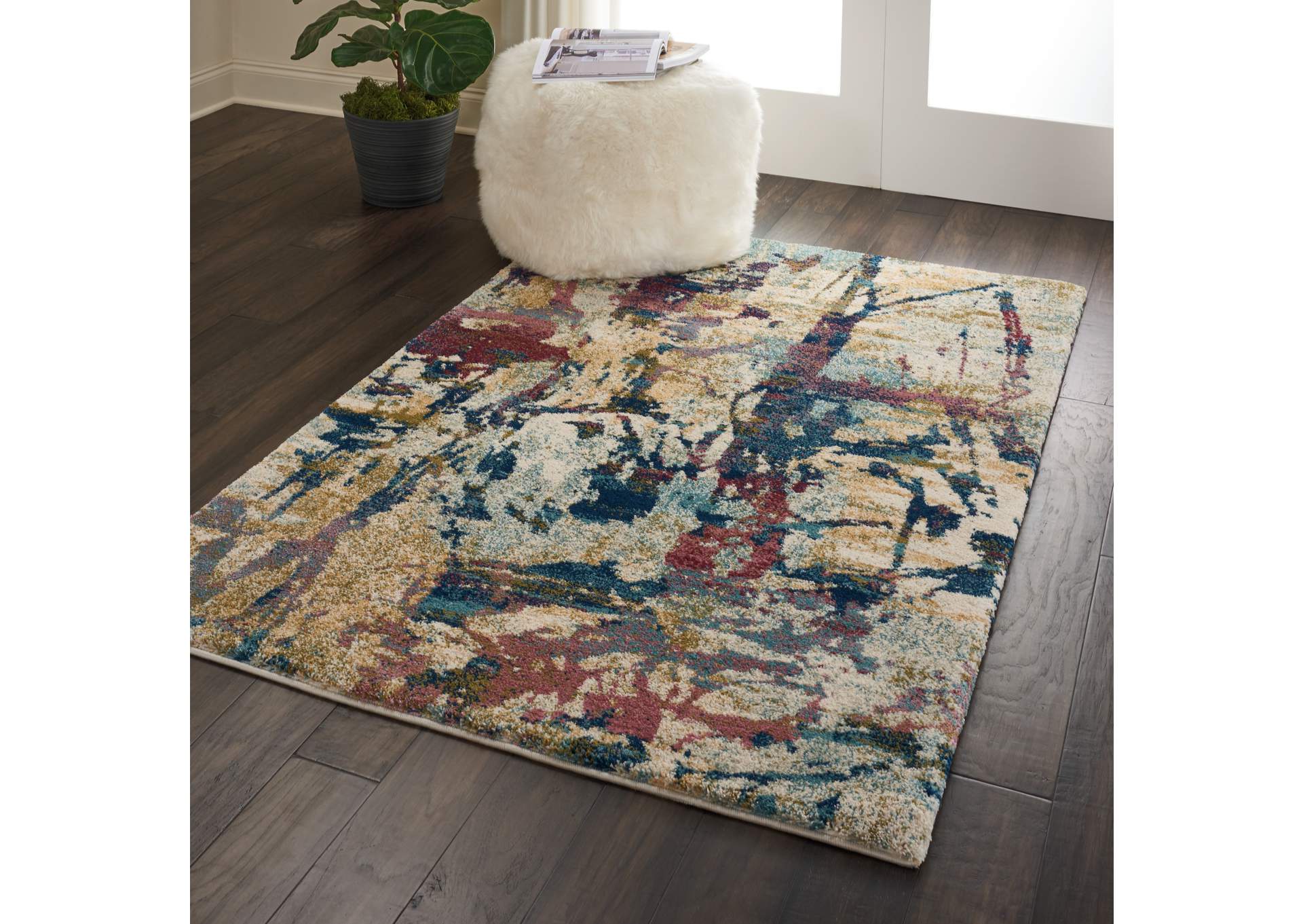 Nourison Fusion FSS10 Multicolor 4'x6' Colorful Area Rug,Nourison