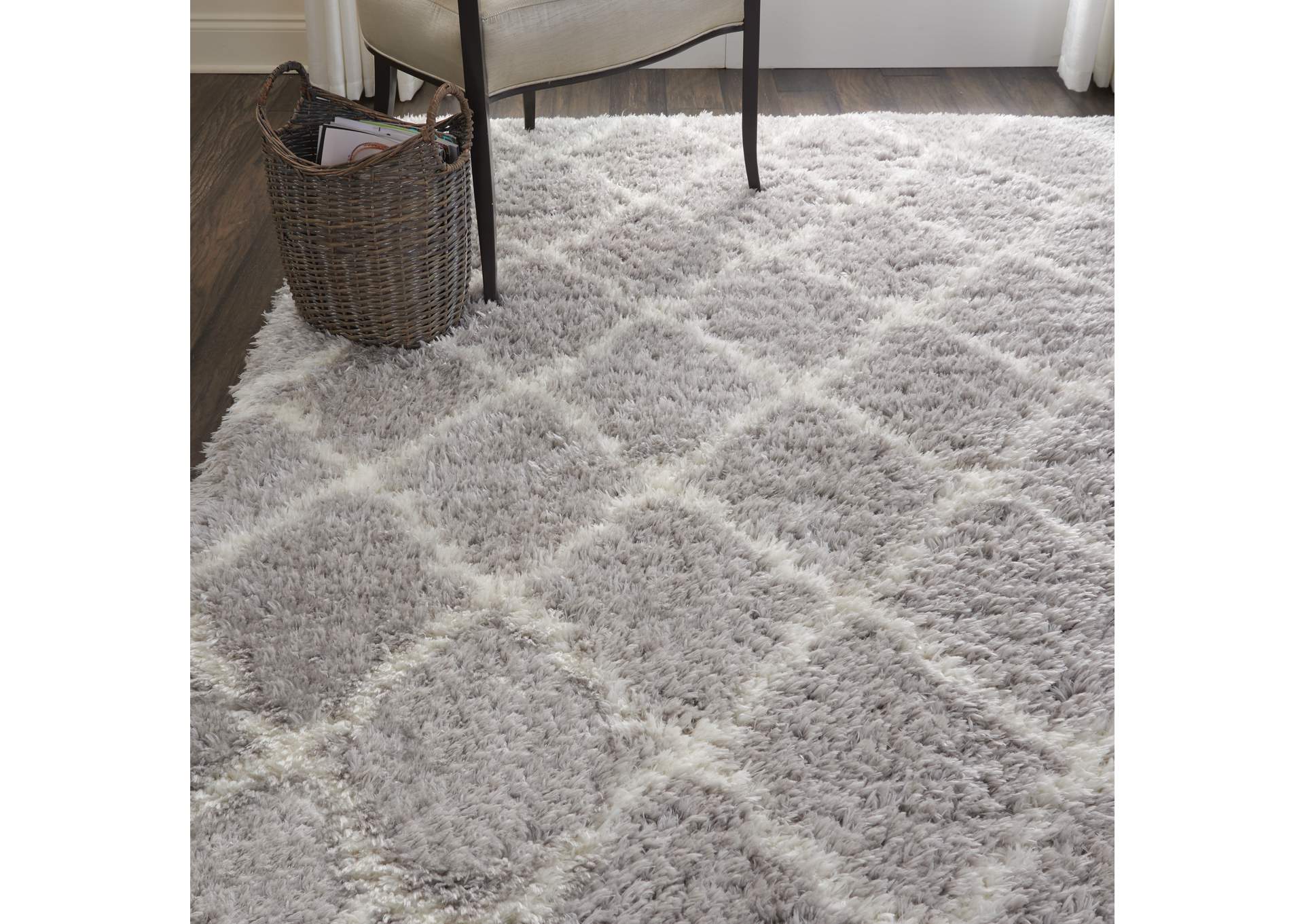 Nourison Luxe Shag LXS02 Grey 5'x7' Moroccan Area Rug,Nourison