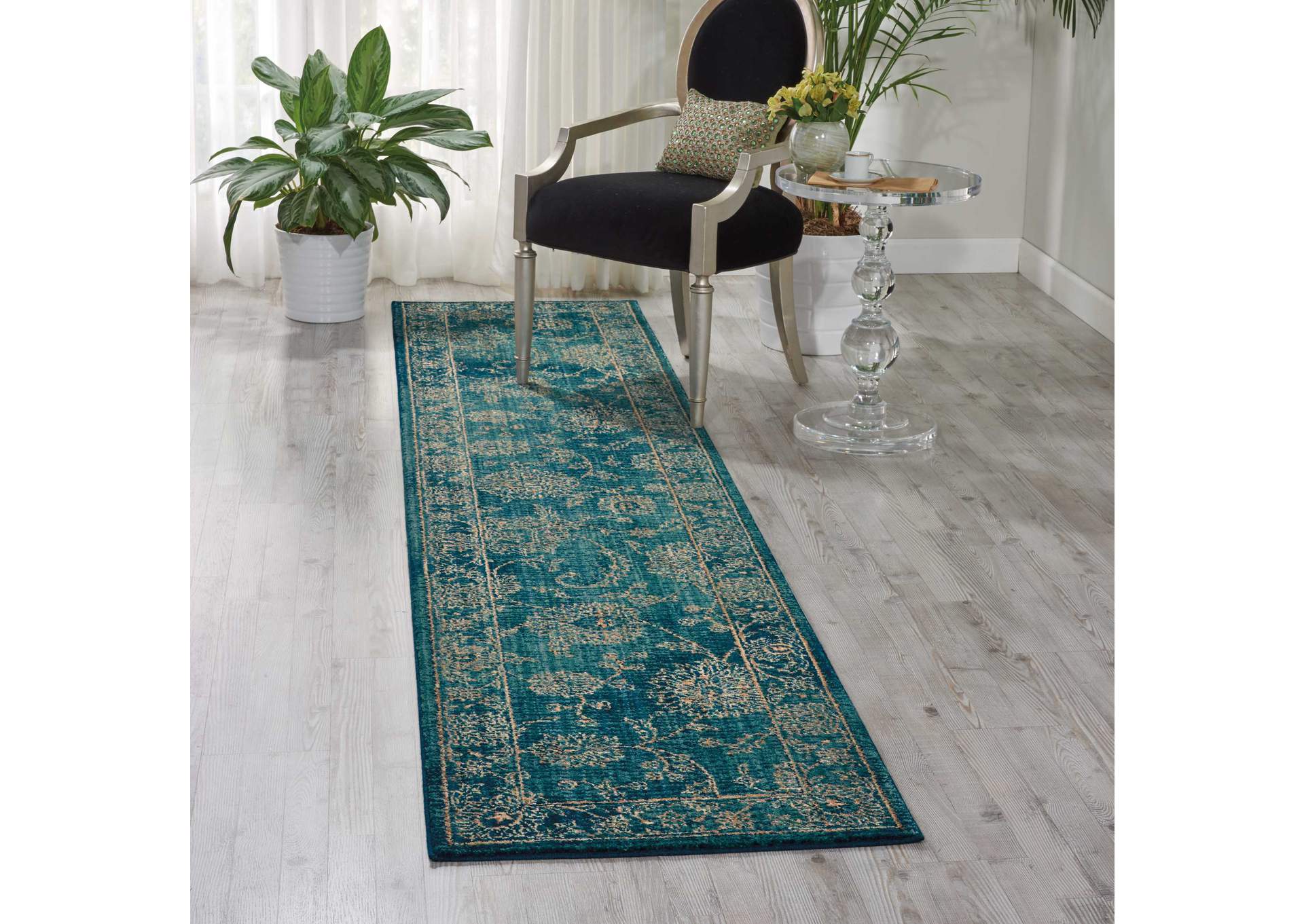 Nourison 2020 NR202 Teal 11' Runner Area Rug,Nourison