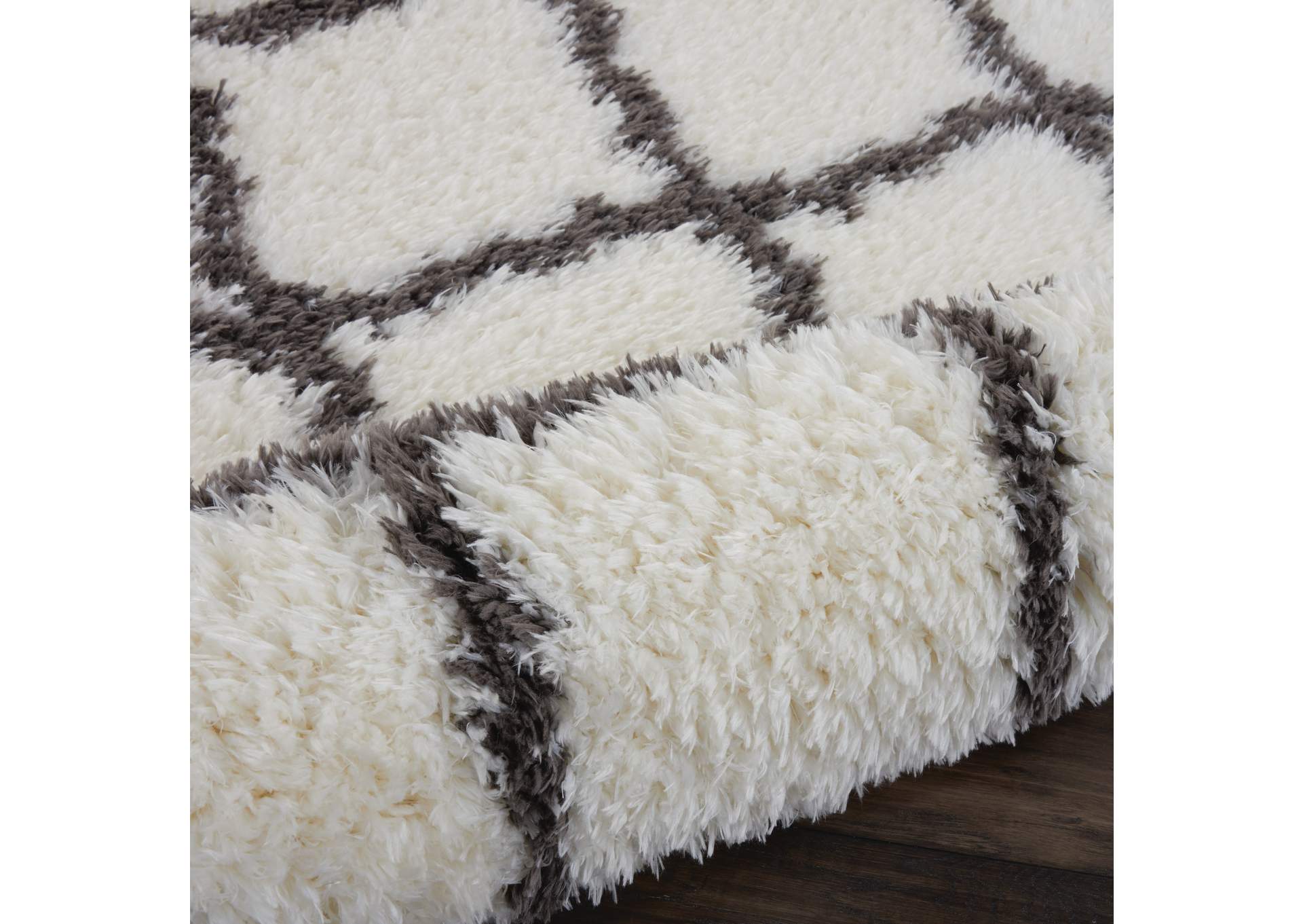 Nourison Luxe Shag LXS02 White 5'x7' Moroccan Area Rug,Nourison