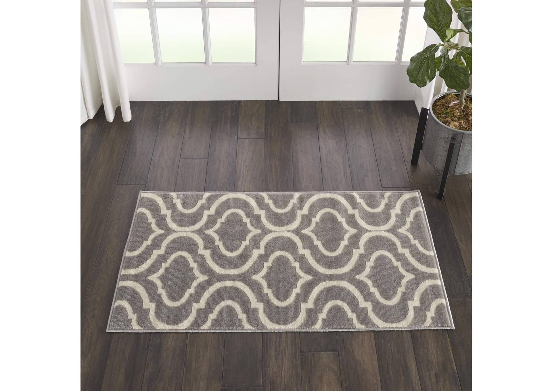 Nourison Jubilant 2' x 4' Small Grey Trellis Area Rug,Nourison