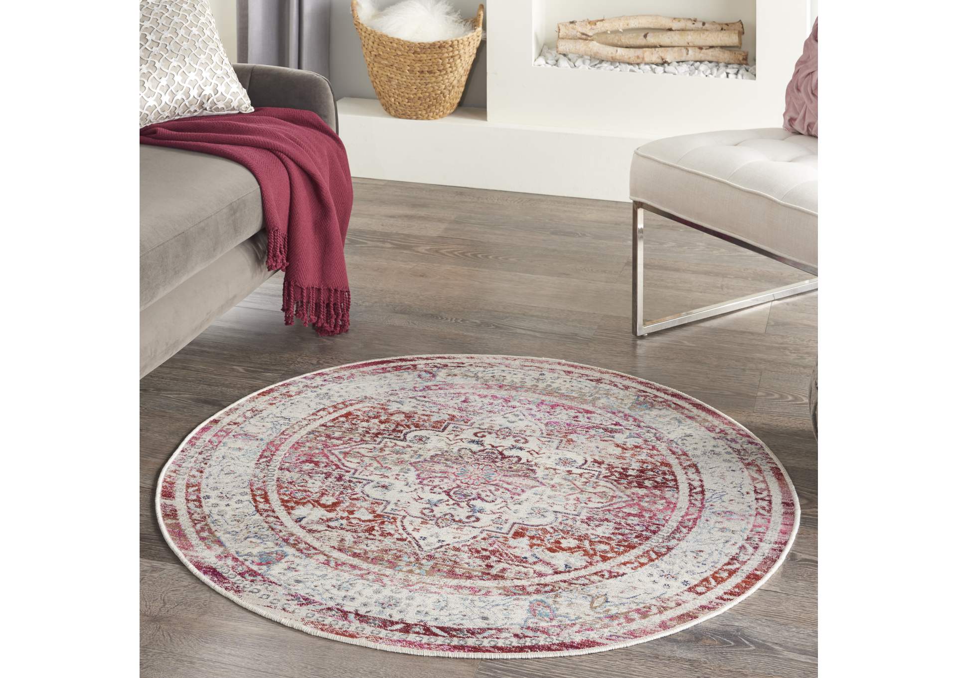 Nourison Vintage Kashan 4' Round Area Rug,Nourison