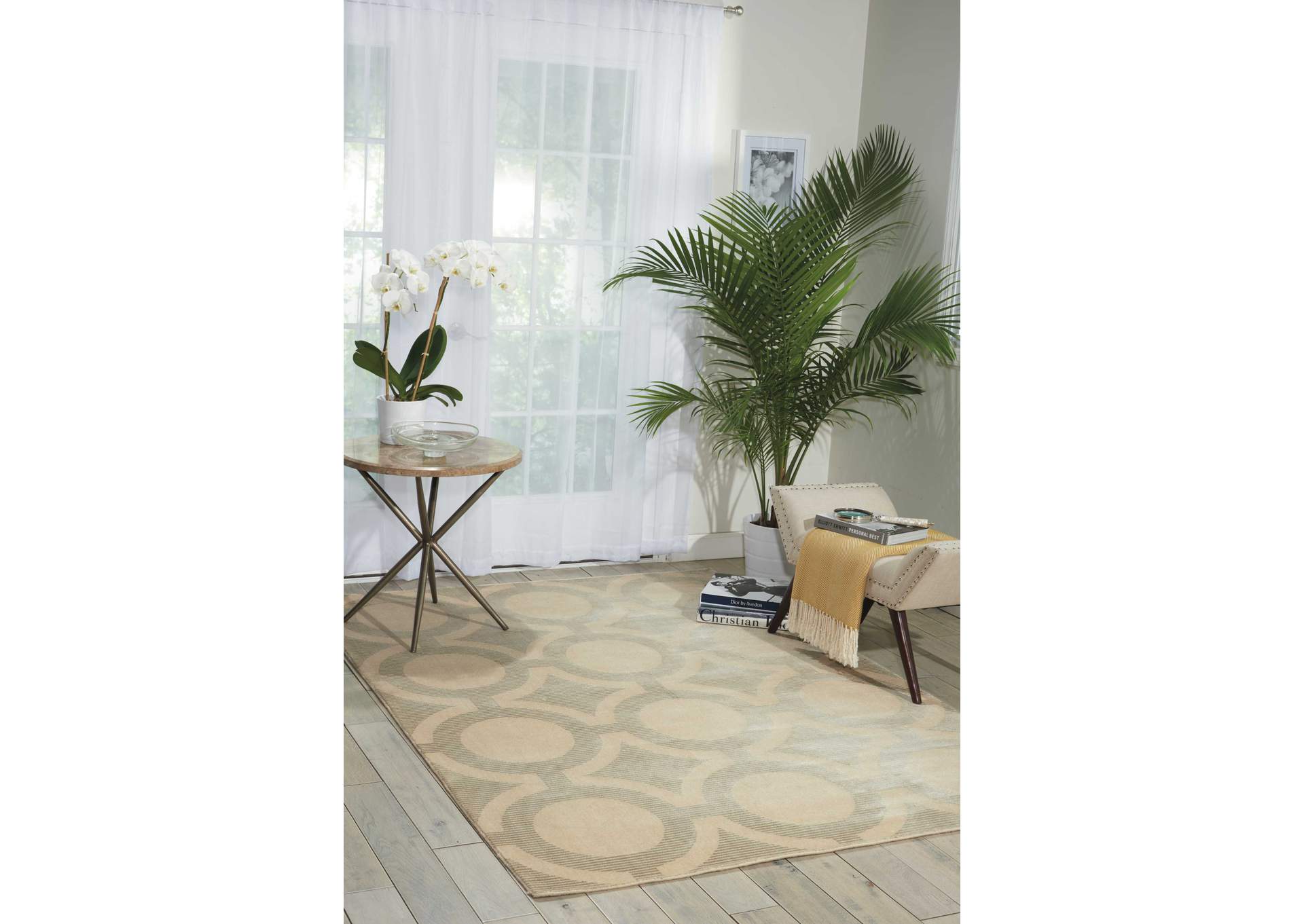 Nourison Luminance LUM01 Beige and White 4'x6' Area Rug,Nourison