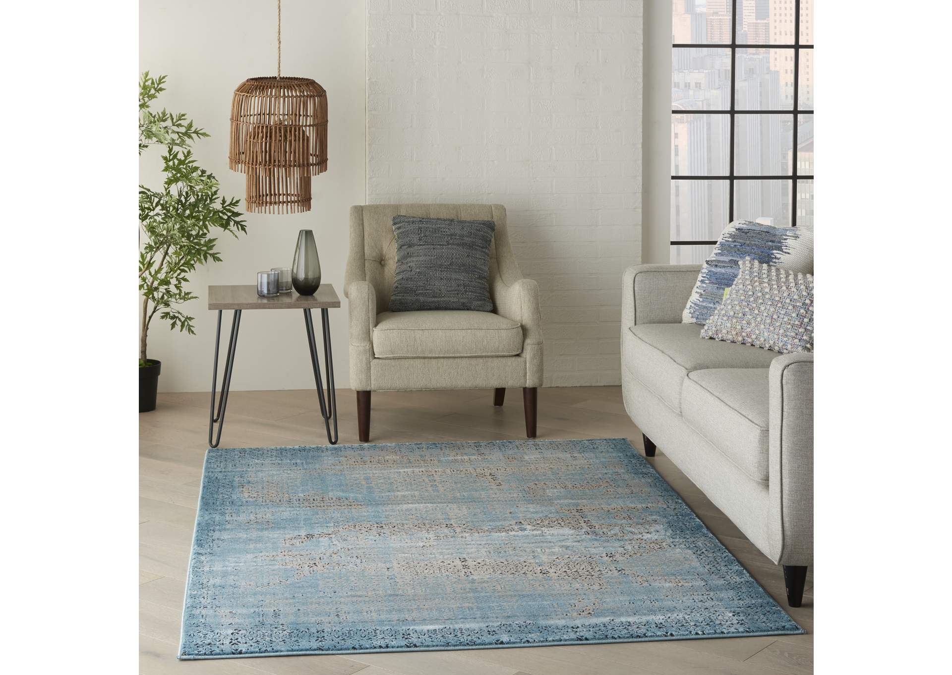 Nourison Karma KRM01 Blue 5'x7' Area Rug,Nourison