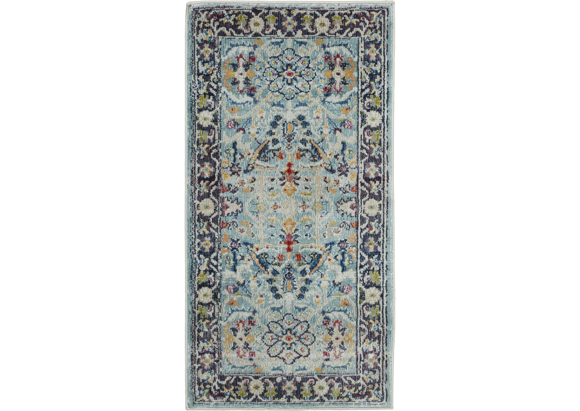 Nourison Ankara Global ANR14 Light Blue Multicolor Persian Area Rug,Nourison