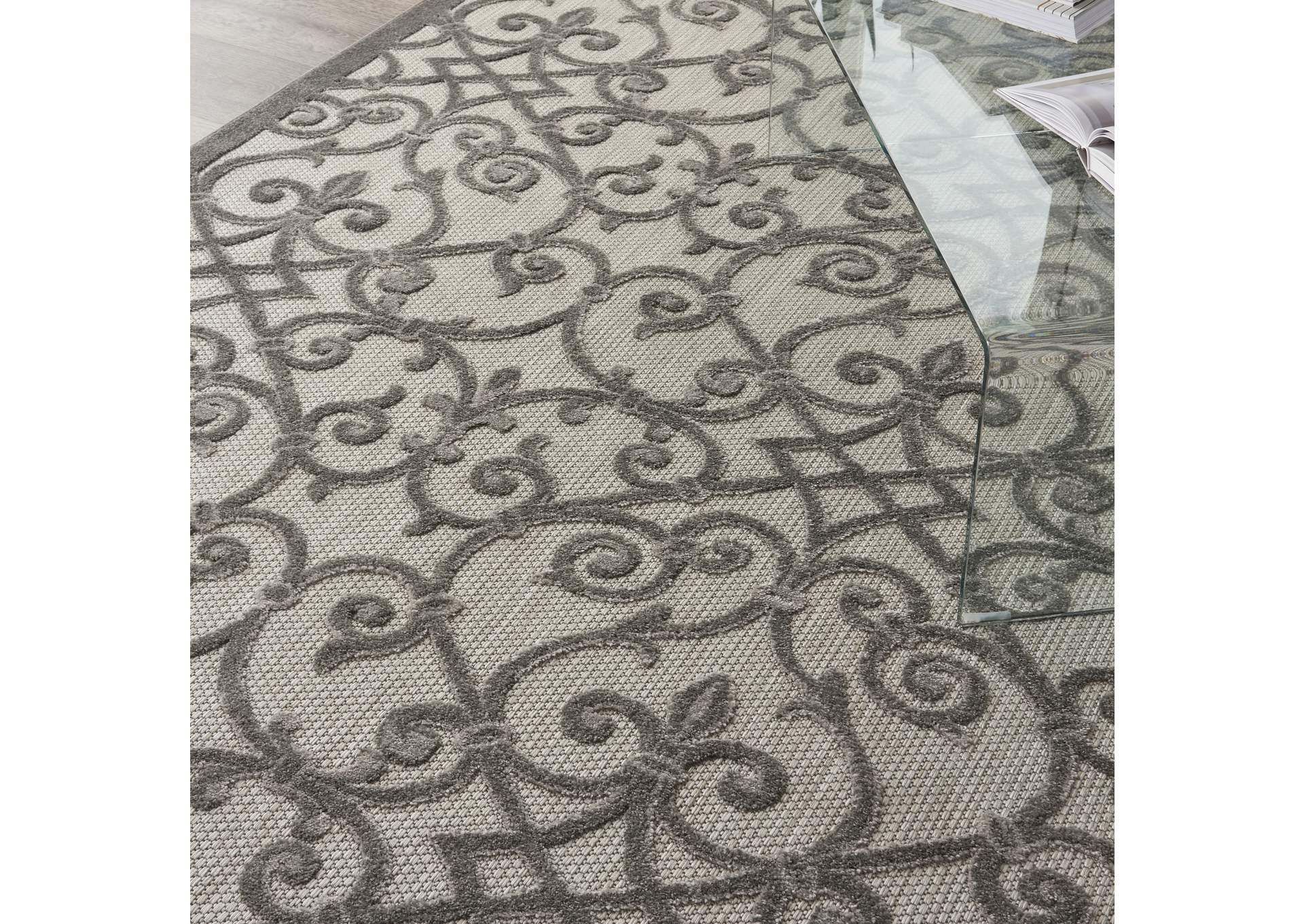 Nourison Aloha 8'x11' Grey Patio Area Rug,Nourison