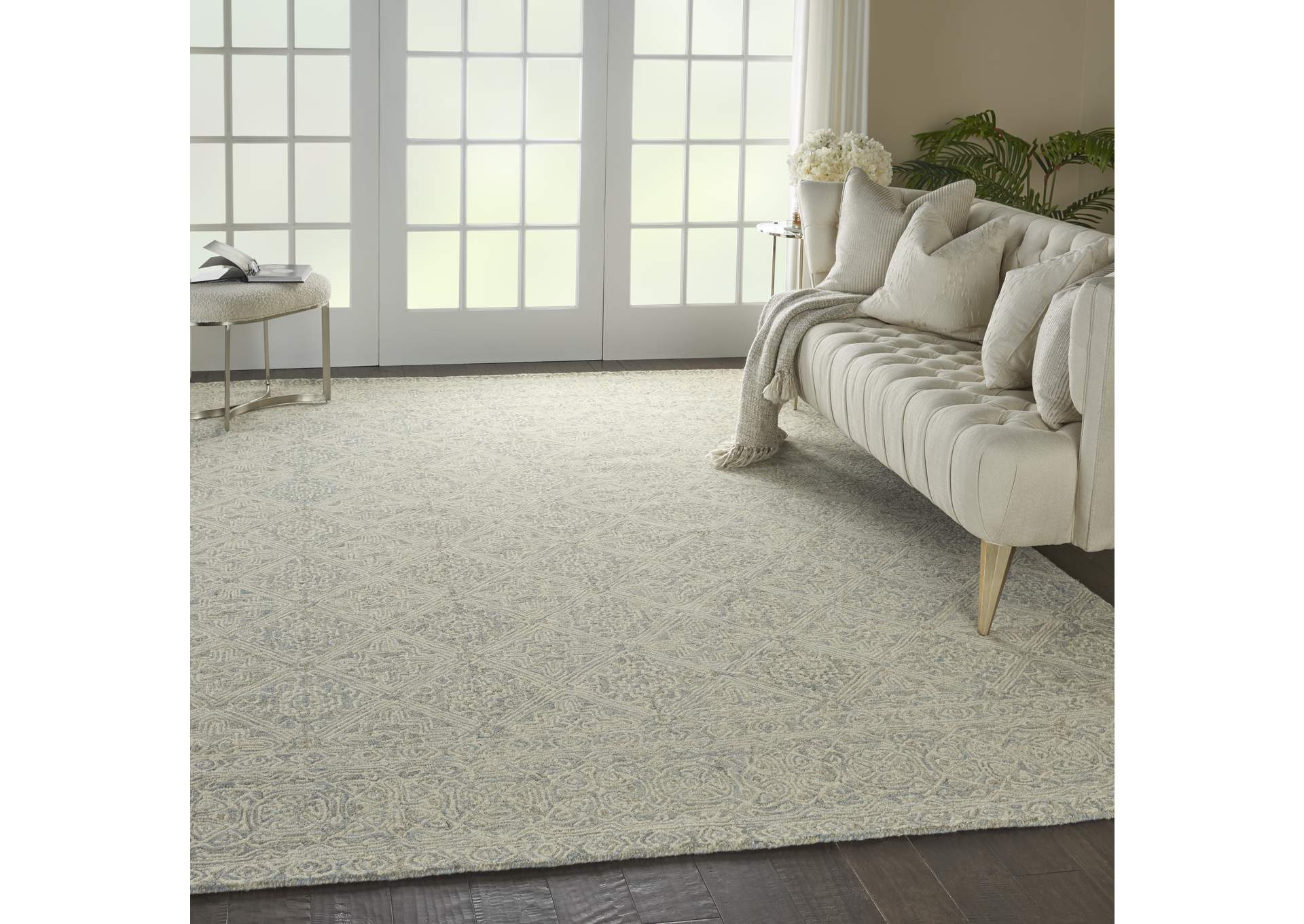 Nourison Azura AZM01 Light Blue and White 8'x11' Oversized Handcrafted Rug,Nourison