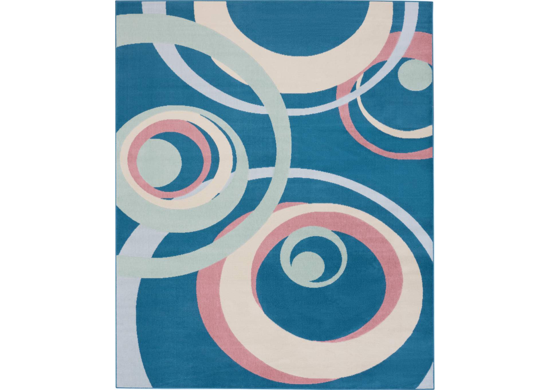 Nourison Grafix GRF21 Blue and Pink 8'x10' Large Rug,Nourison