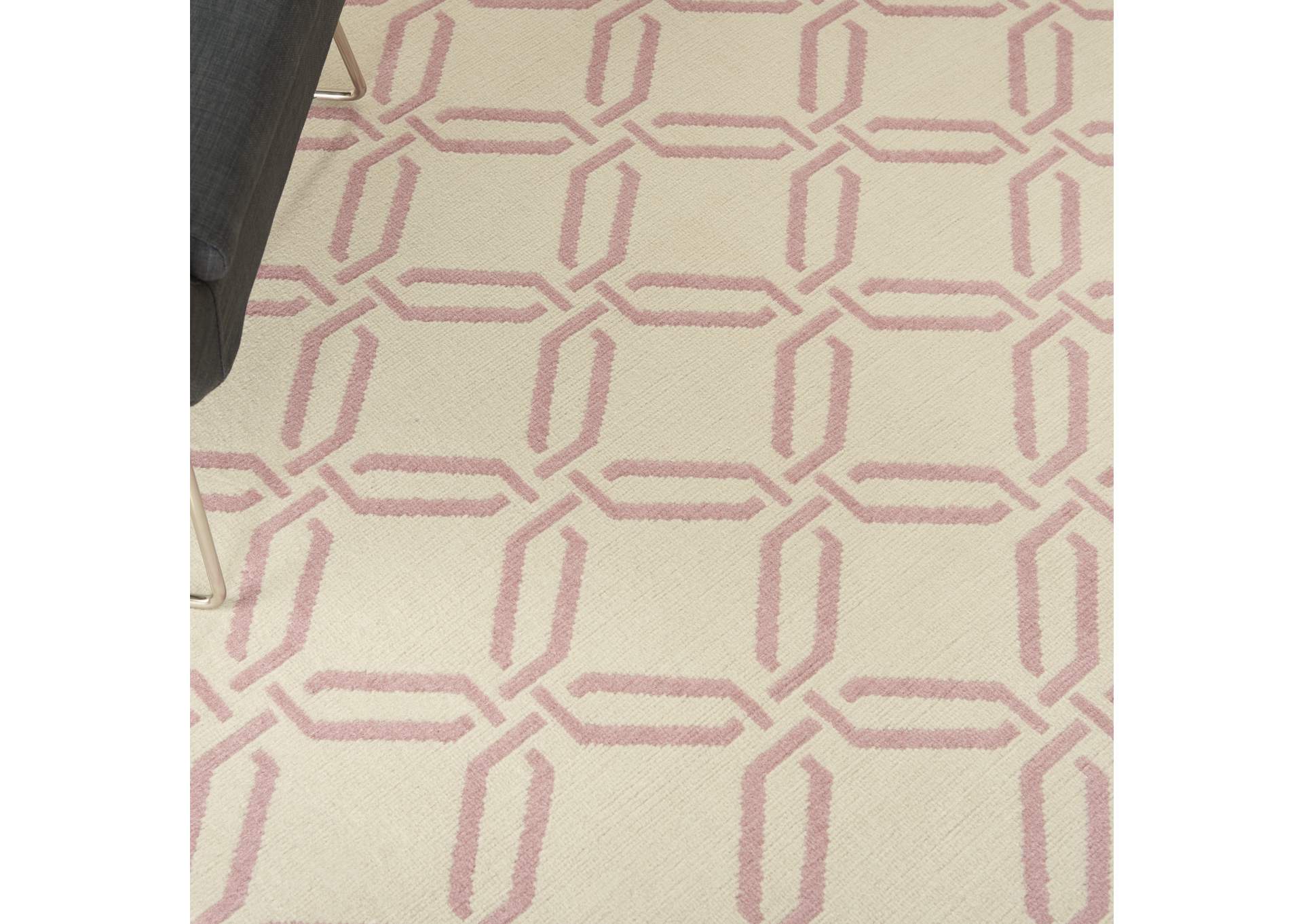Nourison Jubilant JUB17 White and Pink 6'x9' Mid-century Area Rug,Nourison