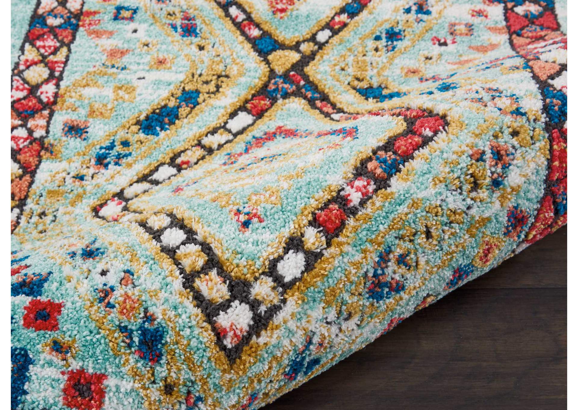 Nourison South Western NAV02 Blue Multicolor 8' Runner Hallway Rug,Nourison
