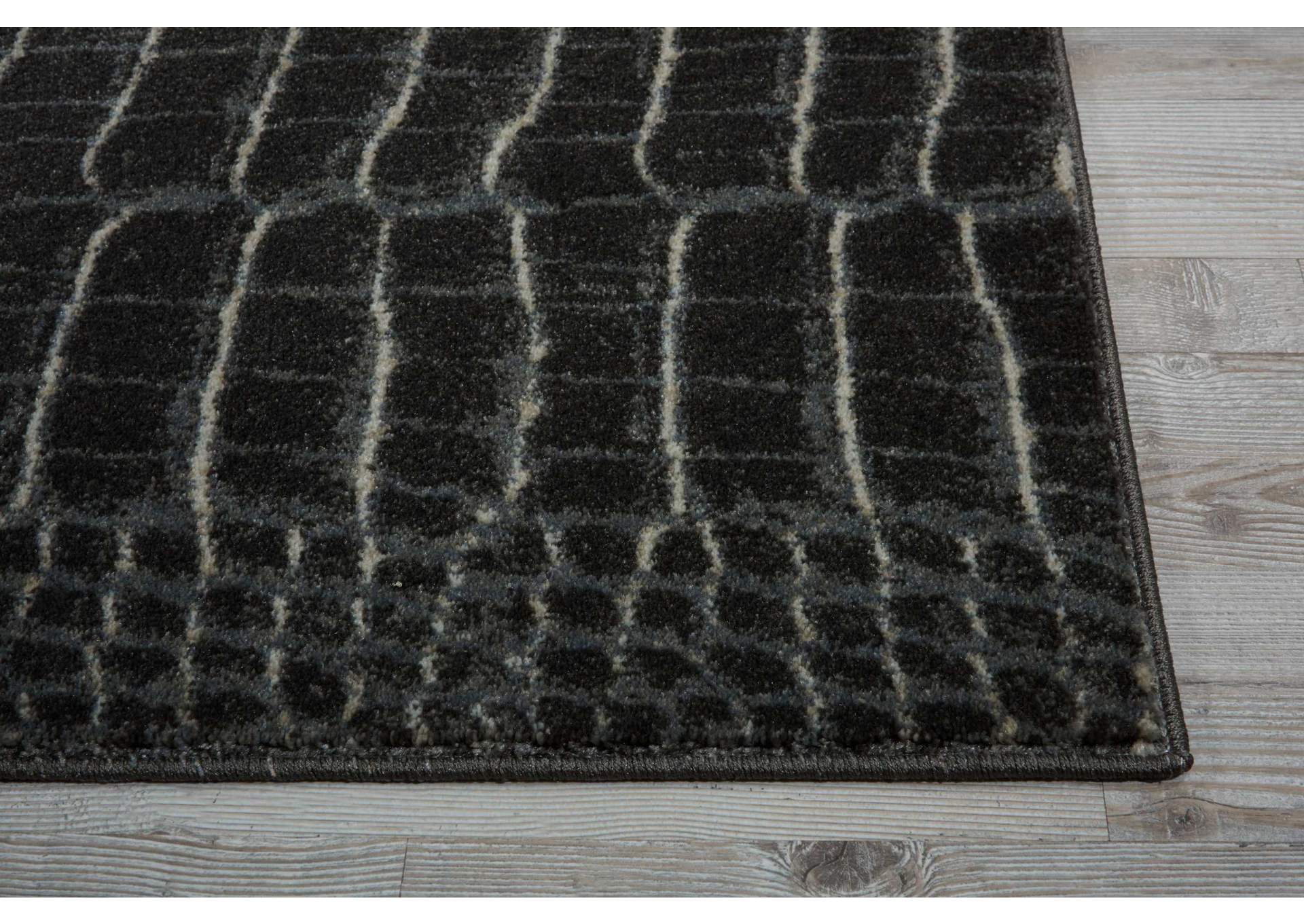 Nourison Maxell MAE09 Charcoal Grey 8' Runner Snakeskin Pattern Hallway Rug,Nourison