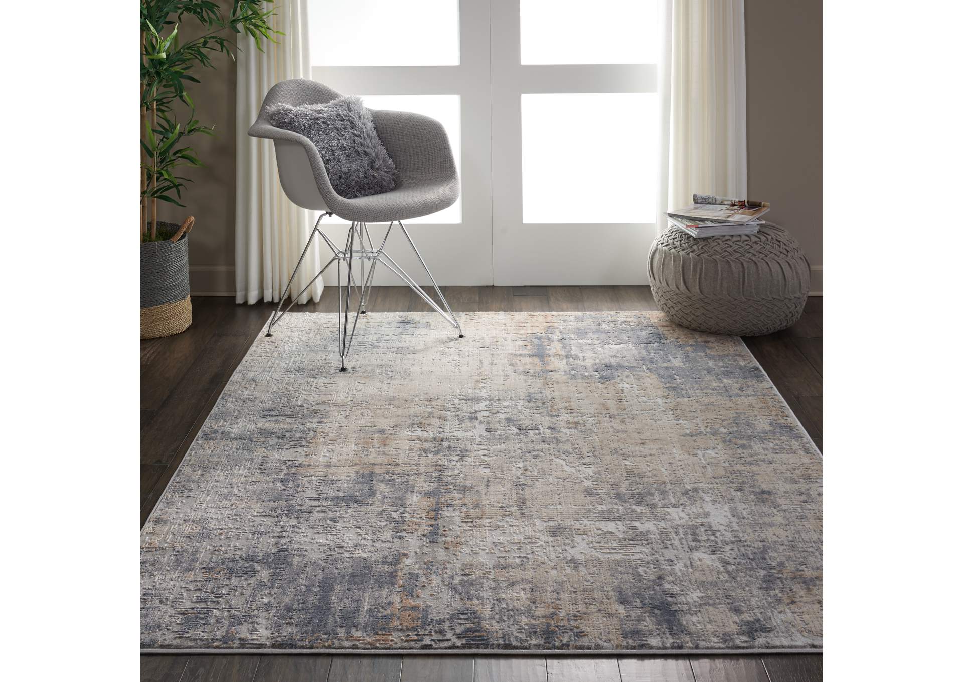 Nourison Rustic Textures RUS01 Grey and Beige 5'x7' Rustic Area Rug,Nourison