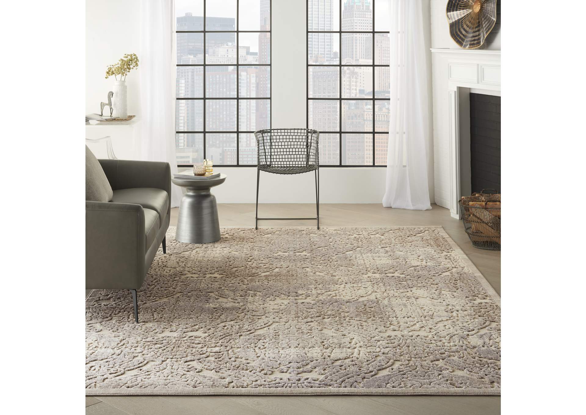 Nourison Graphic Illusions GIL09 White 8'x11' Rug,Nourison
