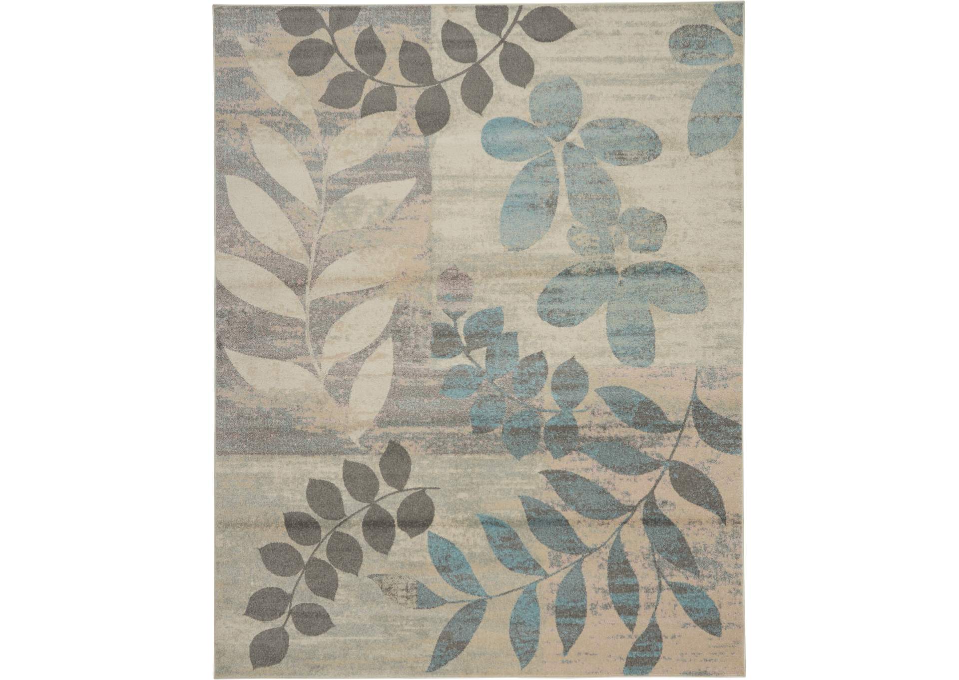 Nourison Tranquil TRA01 White and Blue 7'x10' Large Rug,Nourison