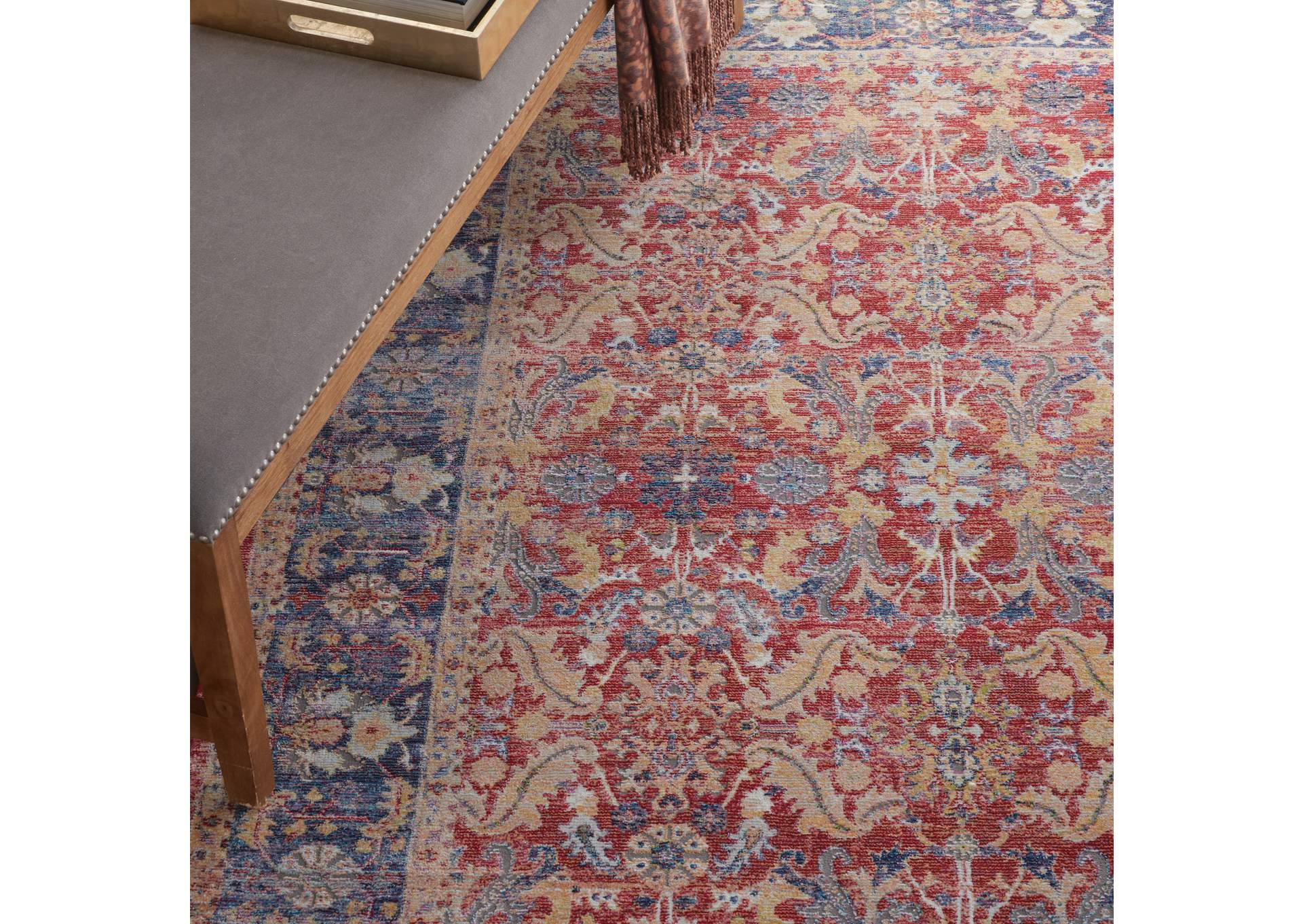Nourison Ankara Global ANR02 Red and Blue Multicolor 5'x8' Persian Area Rug,Nourison