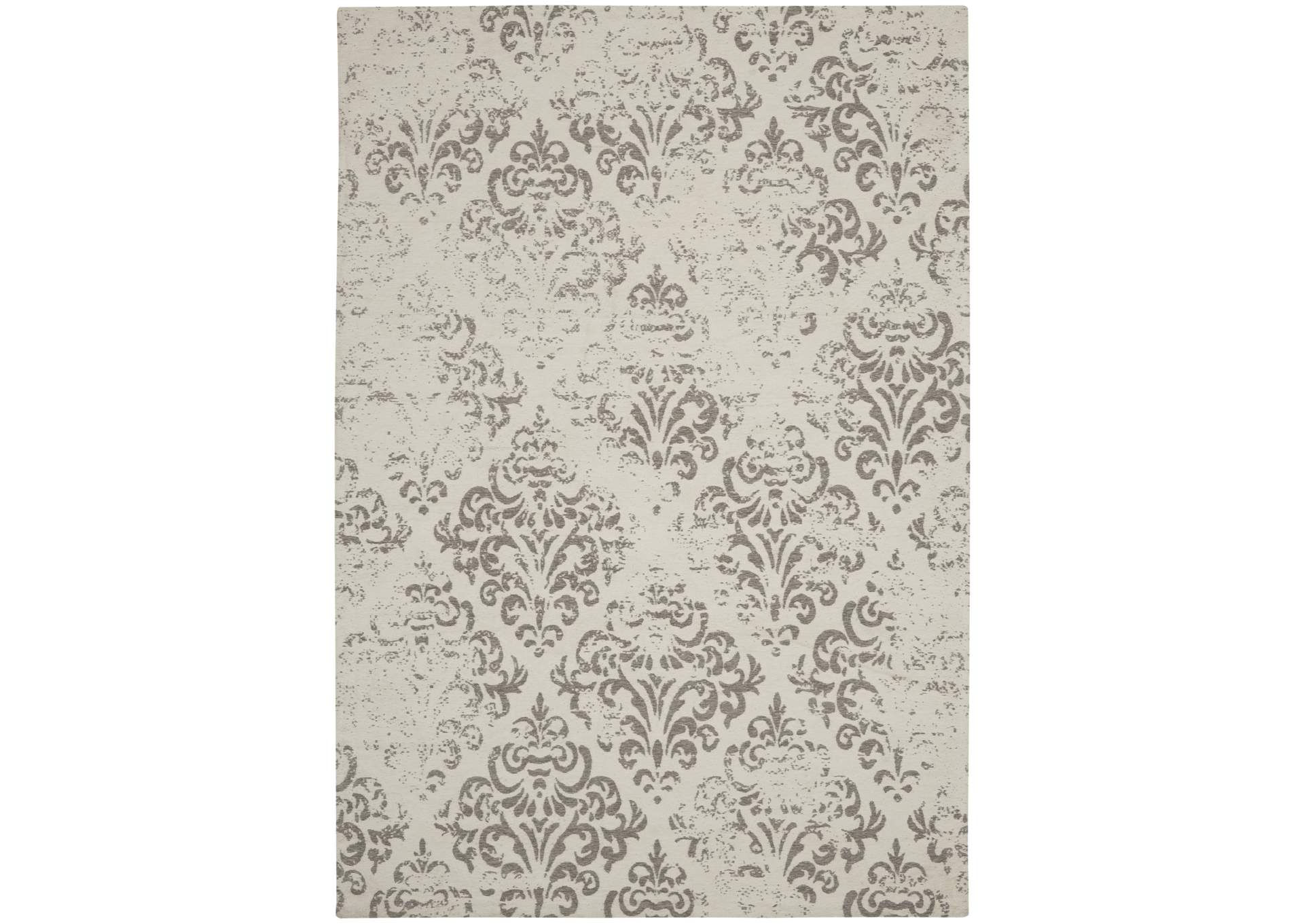 Nourison Damask DAS03 White 5'x7' Vintage Area Rug,Nourison
