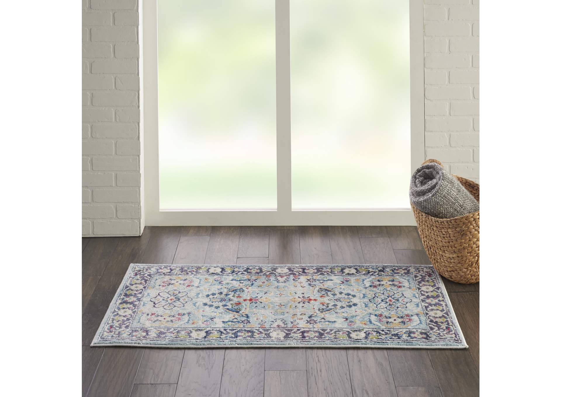 Nourison Ankara Global ANR14 Light Blue Multicolor Persian Area Rug,Nourison
