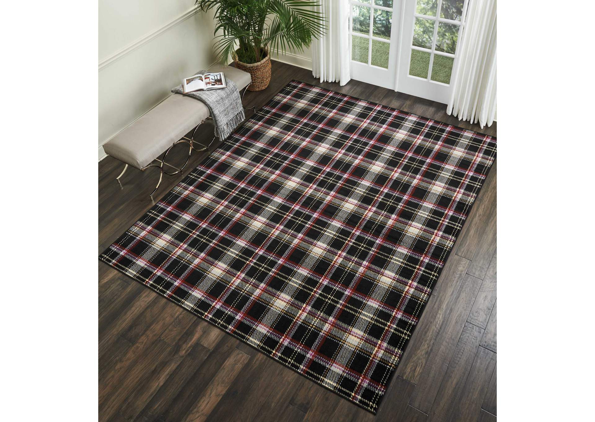 Nourison Grafix GRF03 Black and Red 8'x10' Large Rug,Nourison