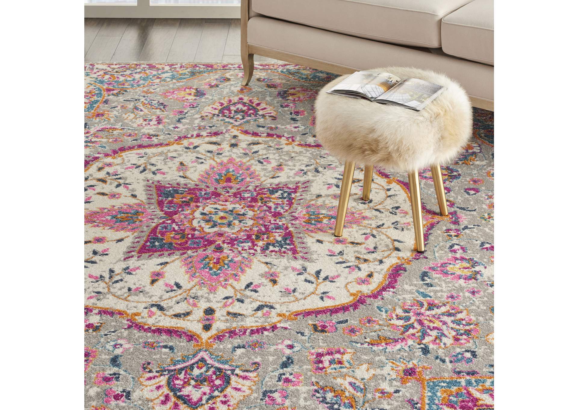 Nourison Passion Bohemian Grey Multi Colored Area Rug,Nourison