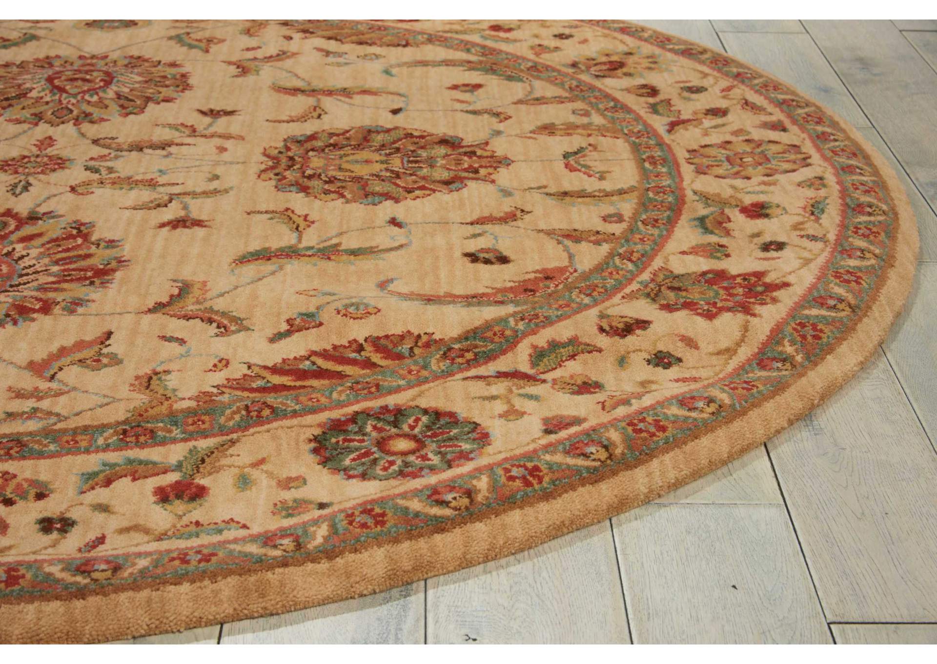 Nourison Living Treasures LI04 Beige and Red 6' Round Area Rug,Nourison