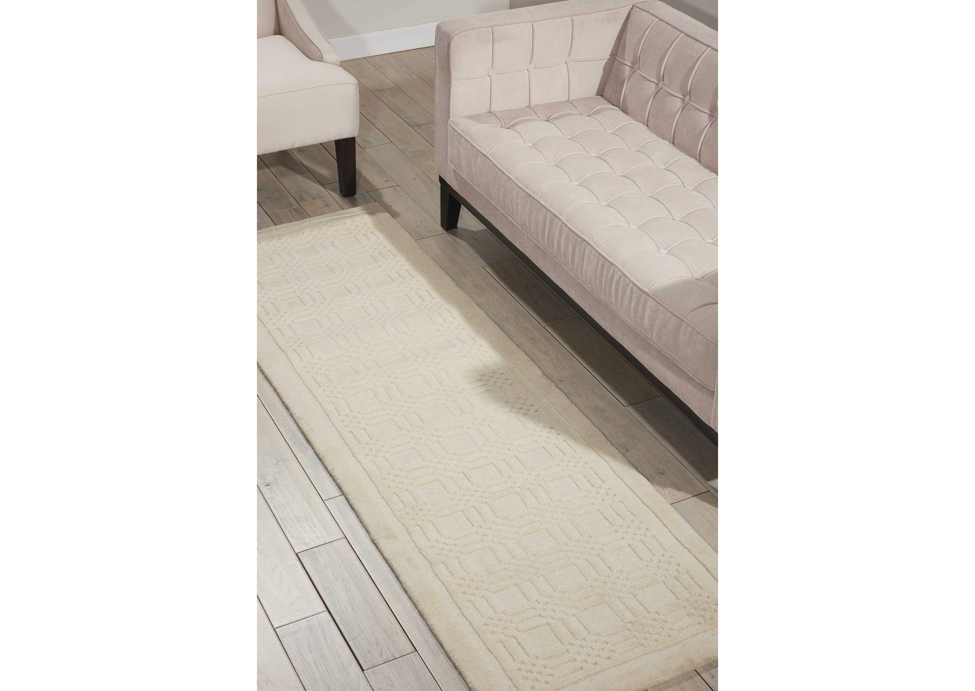 Nourison Westport WP32 White 8' Runner Hallway Rug,Nourison