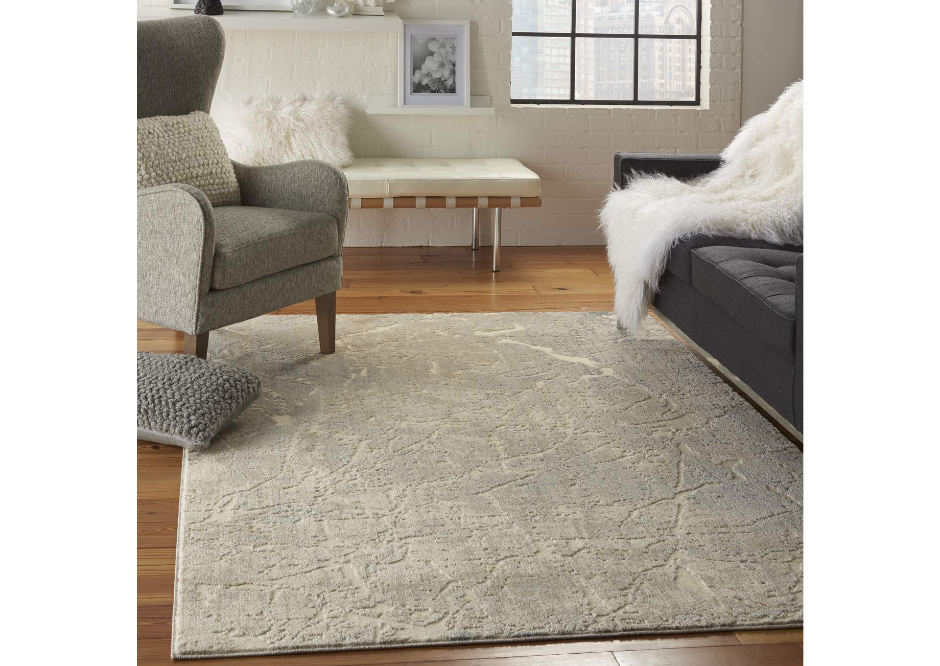 kathy ireland Home Sahara KI393 Beige and Ivory 4'x6' Area Rug,Nourison