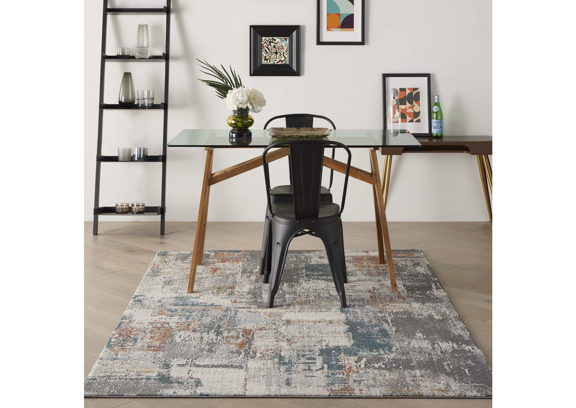 Nourison Tangra 5'x7' Grey Multi Area Rug,Nourison