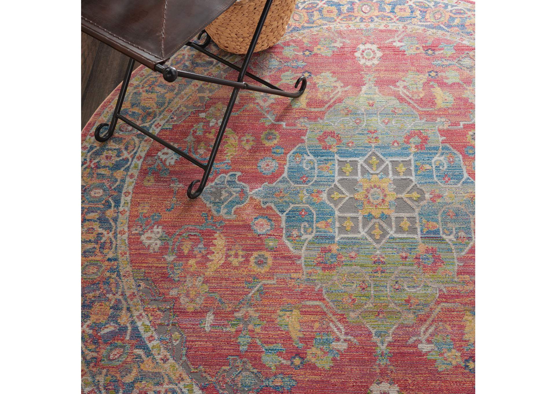 Nourison Ankara Global ANR01 Multicolor 6' Round Persian Area Rug,Nourison