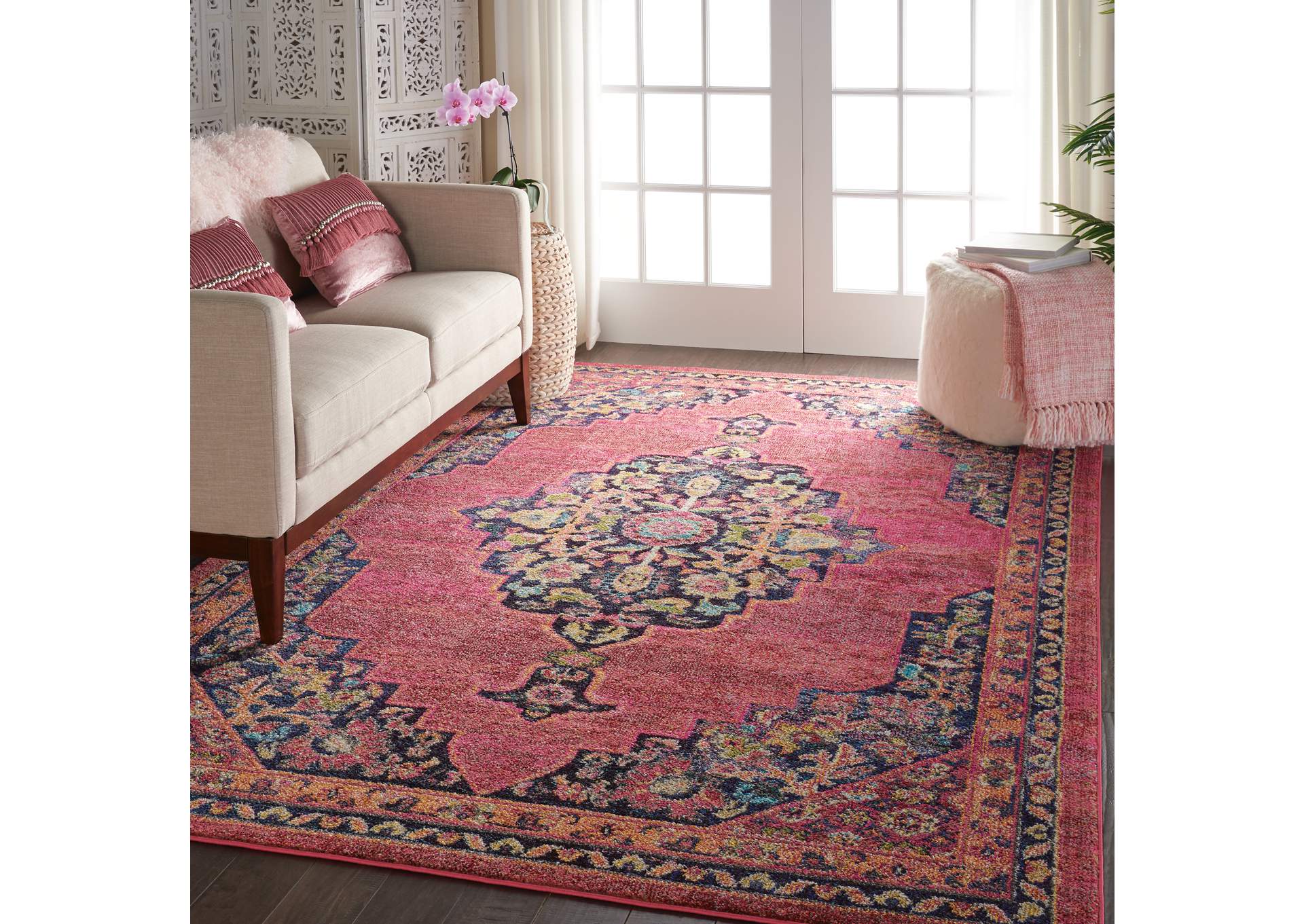 Nourison Passionate PST01 Pink Multicolor 7'x10' Large Rug,Nourison