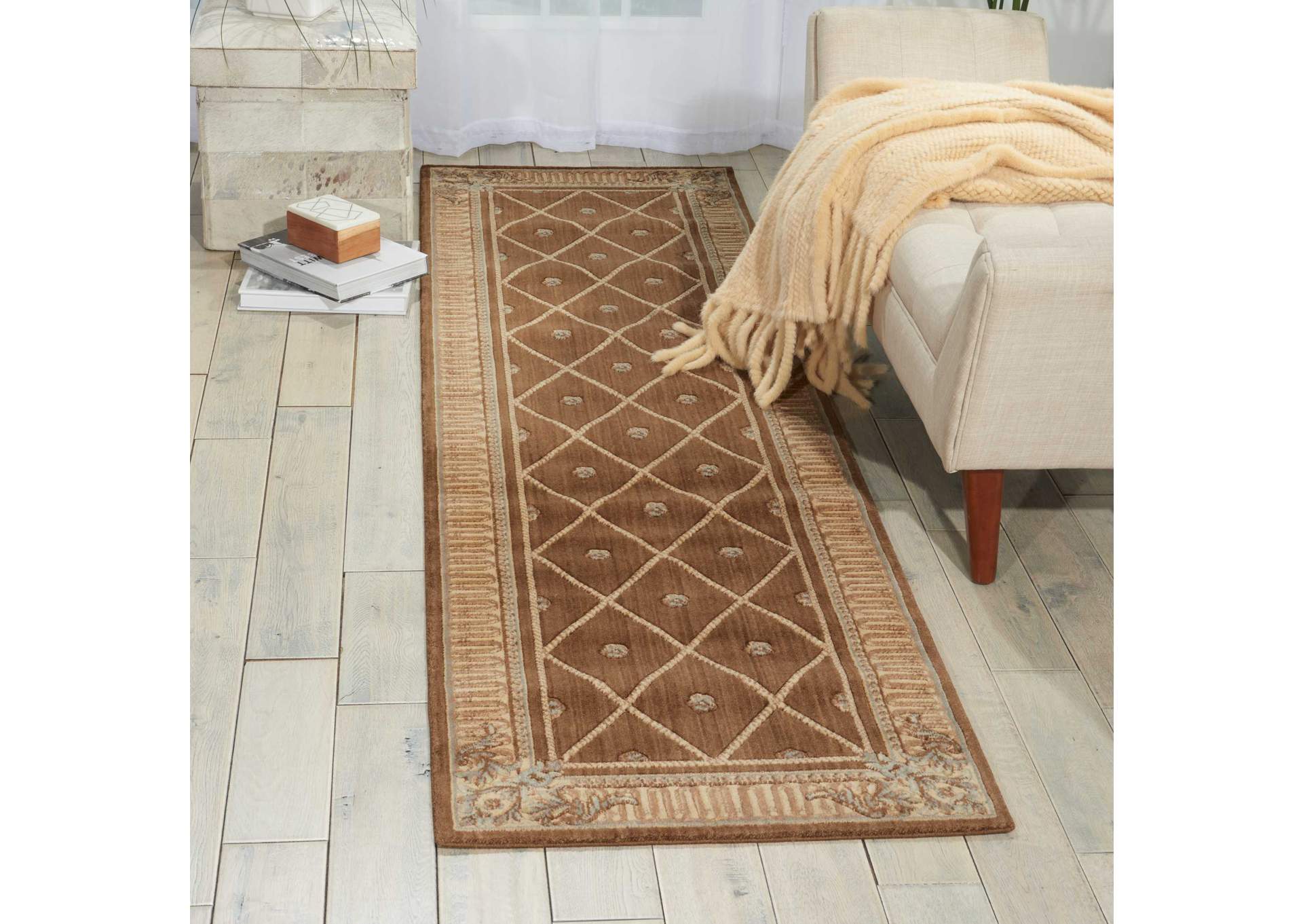 Nourison Ashton House AS03 Beige 6' Runner Hallway Rug,Nourison