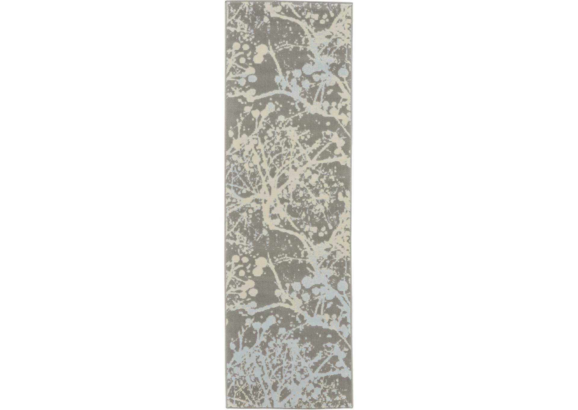 Nourison Jubilant JUB12 Grey and Blue 7' Runner Low-pile Hallway Rug,Nourison