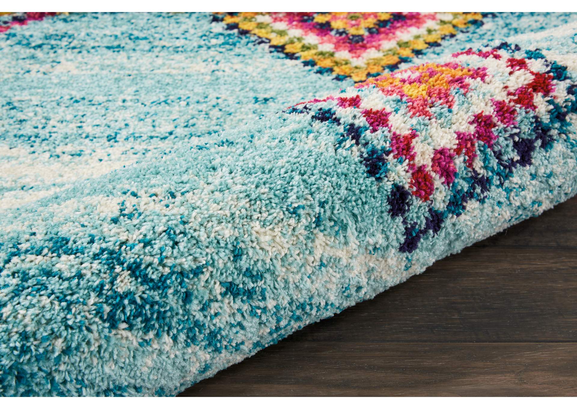 Nourison Nomad NMD04 Aqua Multicolor 5'x8' Scandinavian Area Rug,Nourison