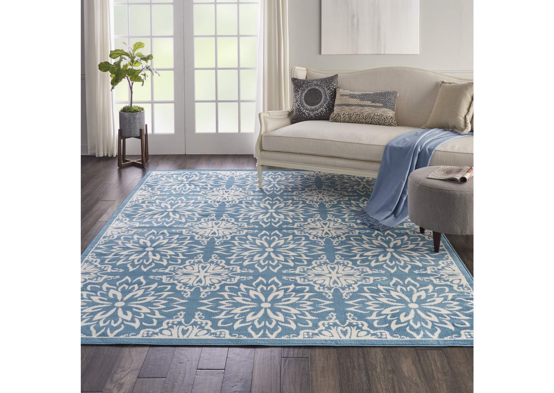 Nourison Jubilant 8' x 10' Ivory Blue Transitional Area Rug,Nourison