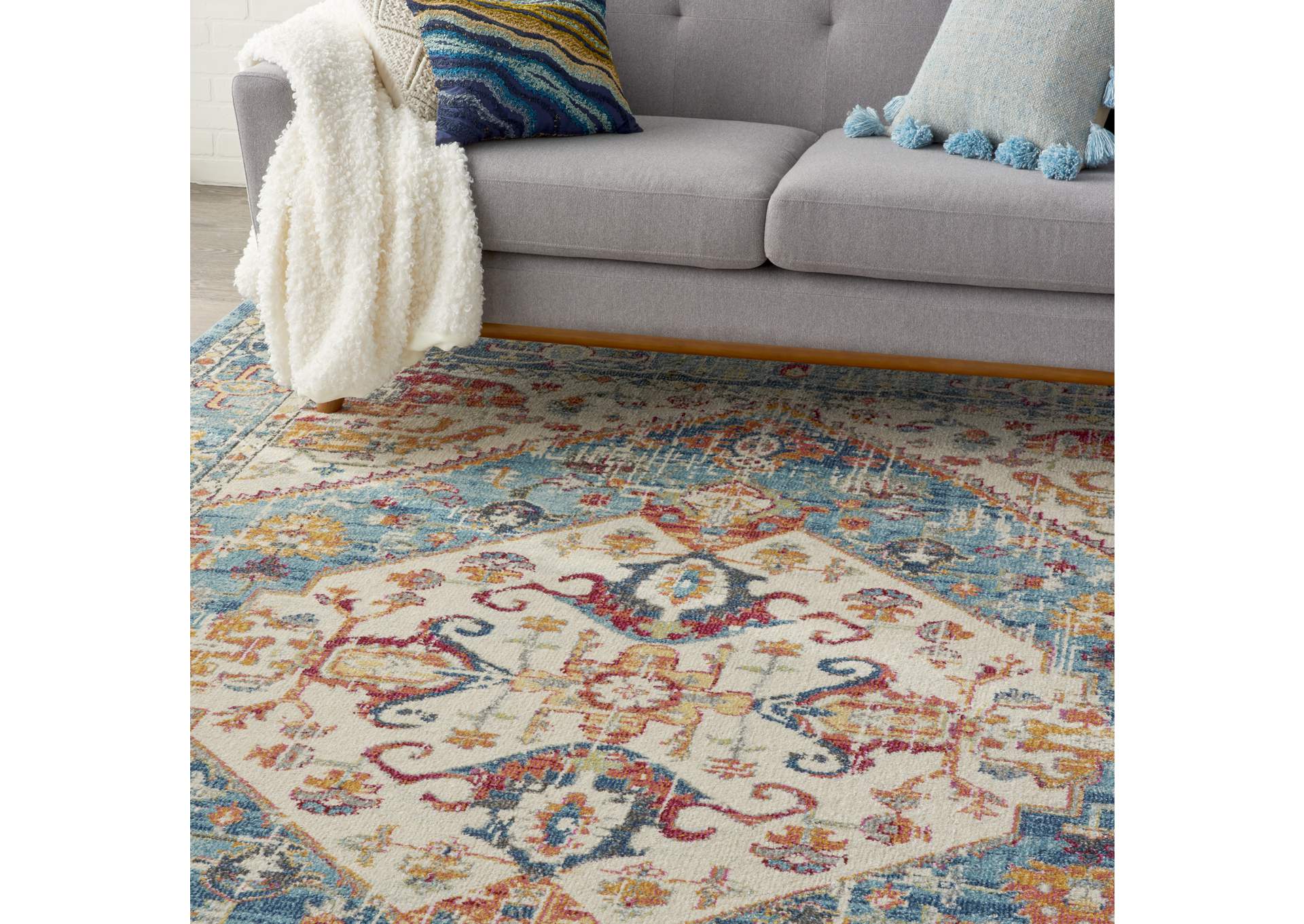 Nourison Passion 8' x 10' Ivory Light Blue Area Rug,Nourison